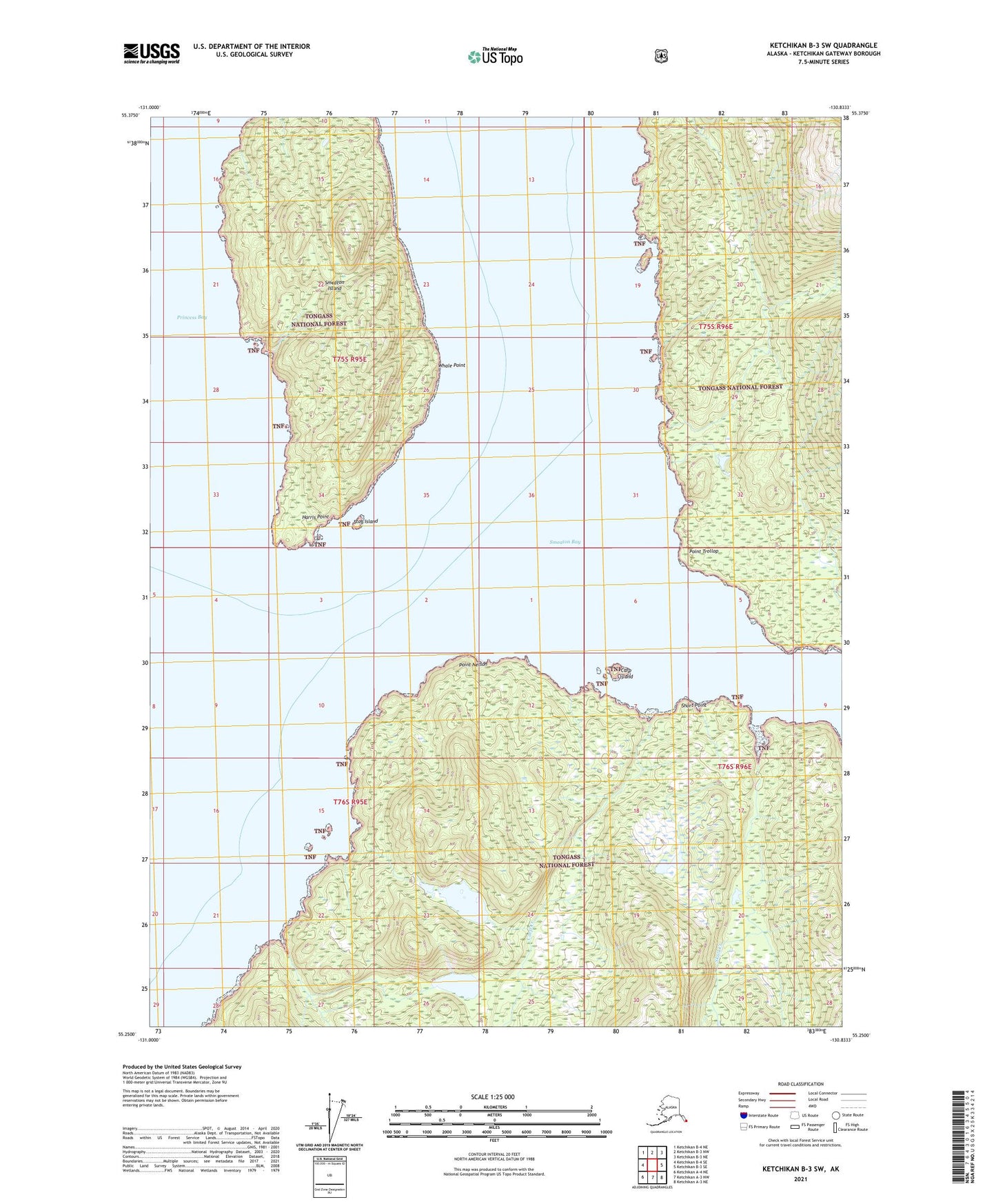 Ketchikan B-3 SW Alaska US Topo Map Image