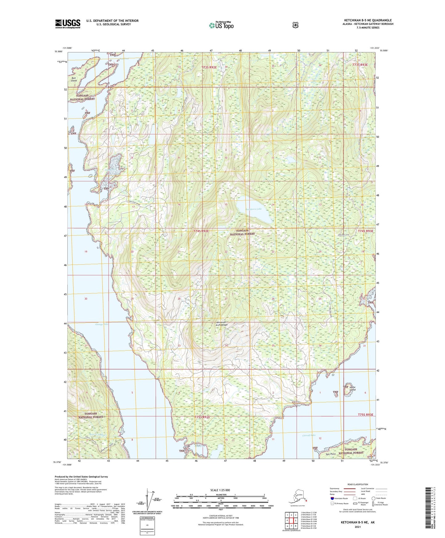 Ketchikan B-5 NE Alaska US Topo Map Image