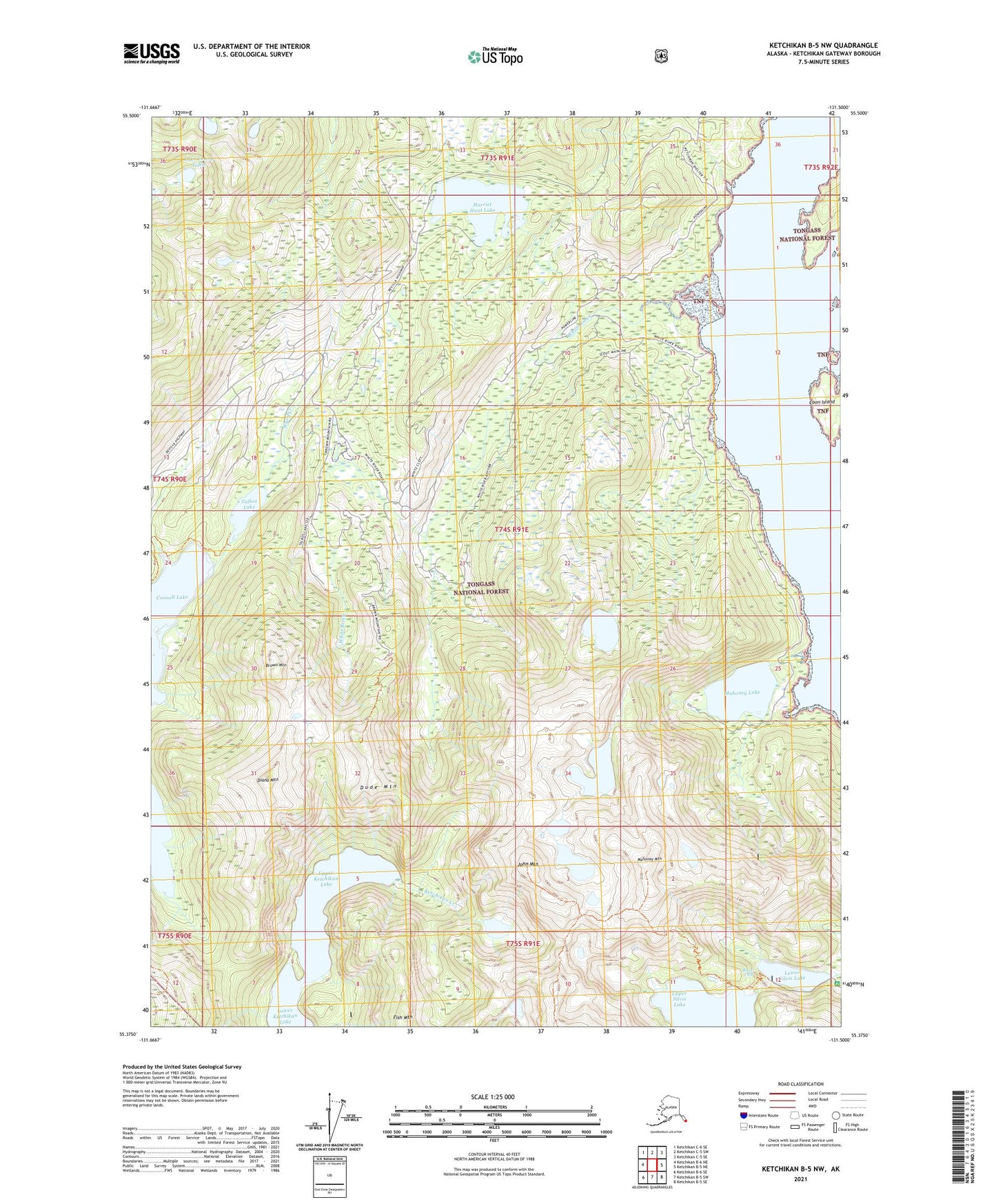 Ketchikan B-5 NW Alaska US Topo Map Image