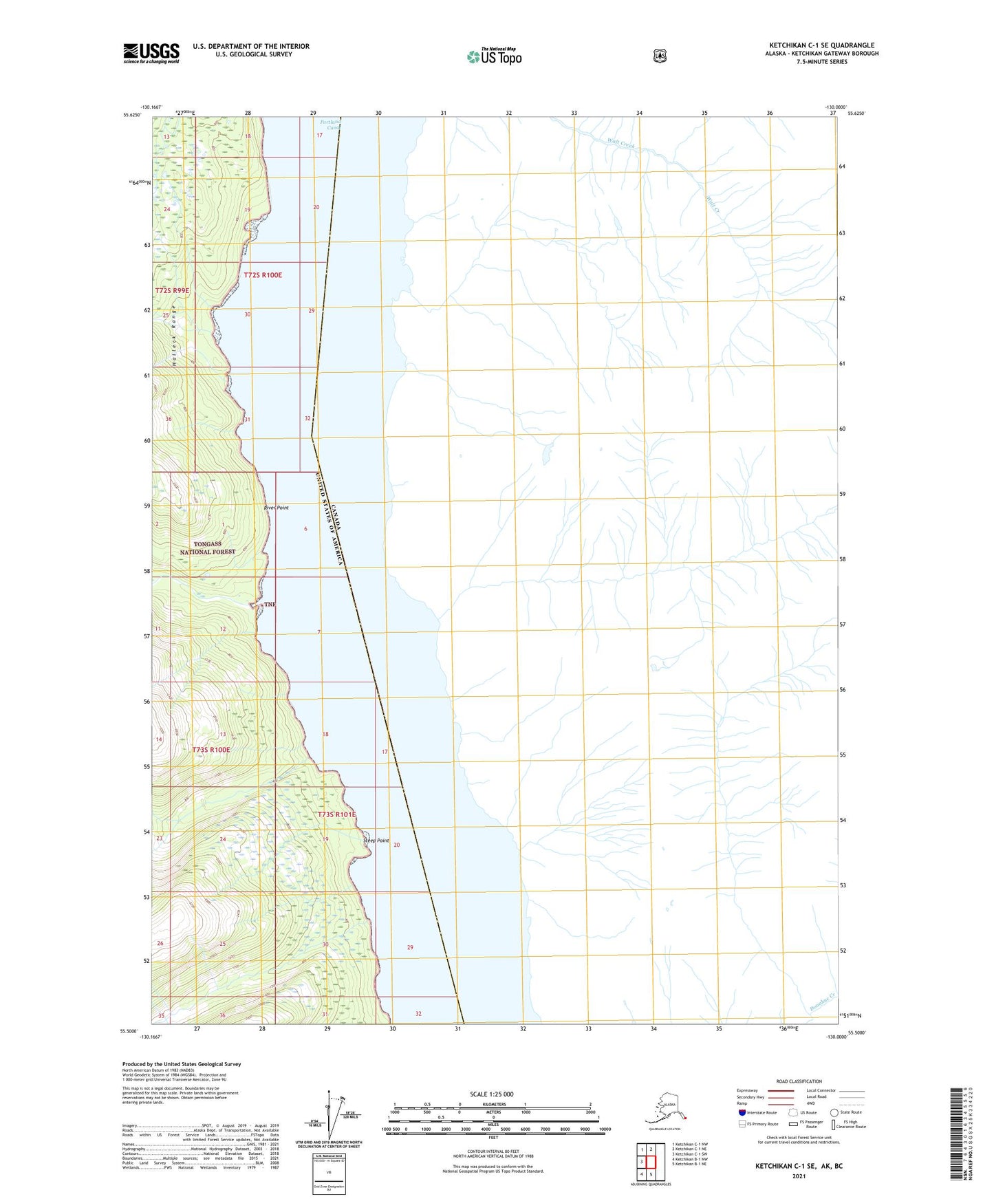 Ketchikan C-1 SE Alaska US Topo Map Image