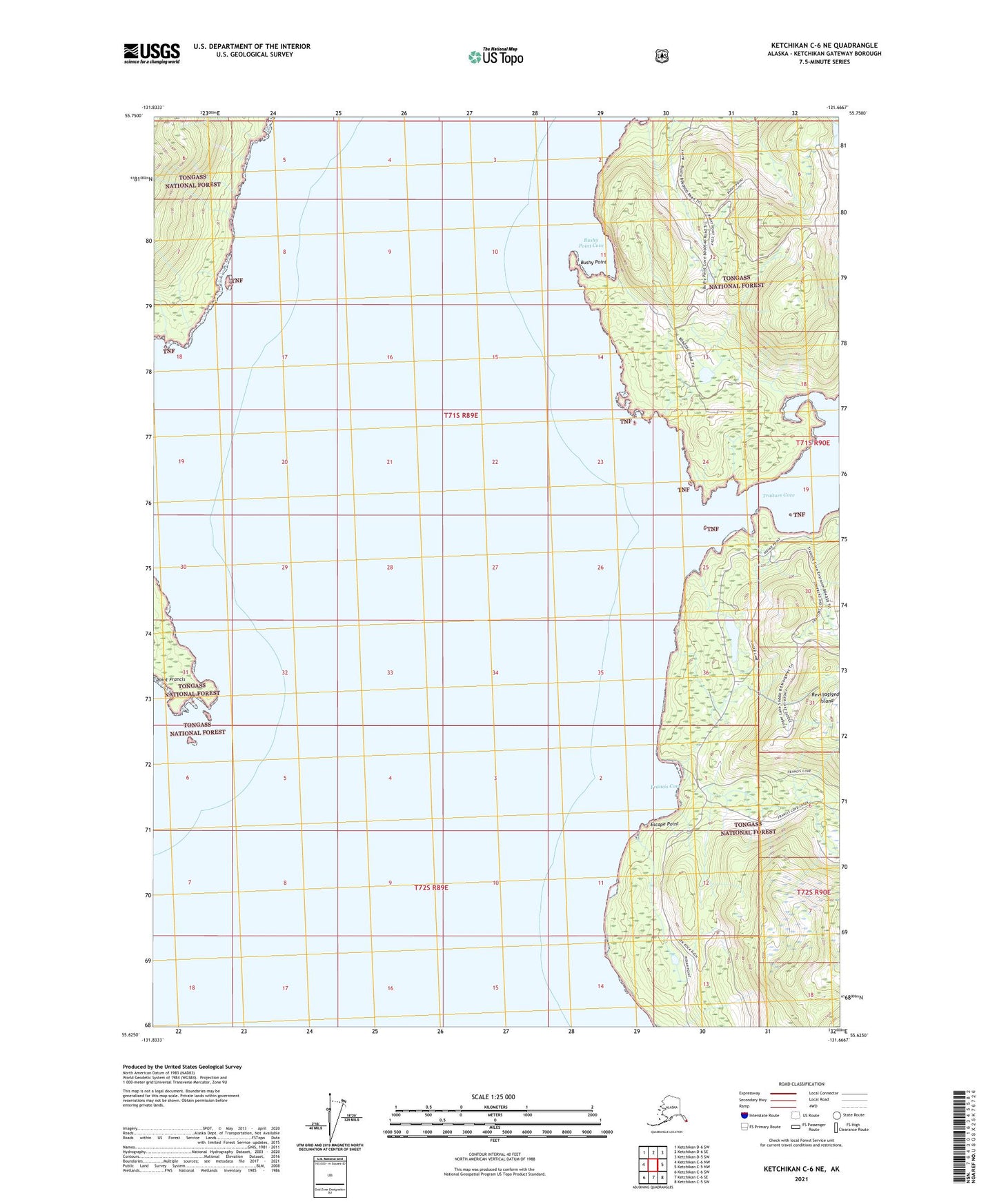 Ketchikan C-6 NE Alaska US Topo Map Image