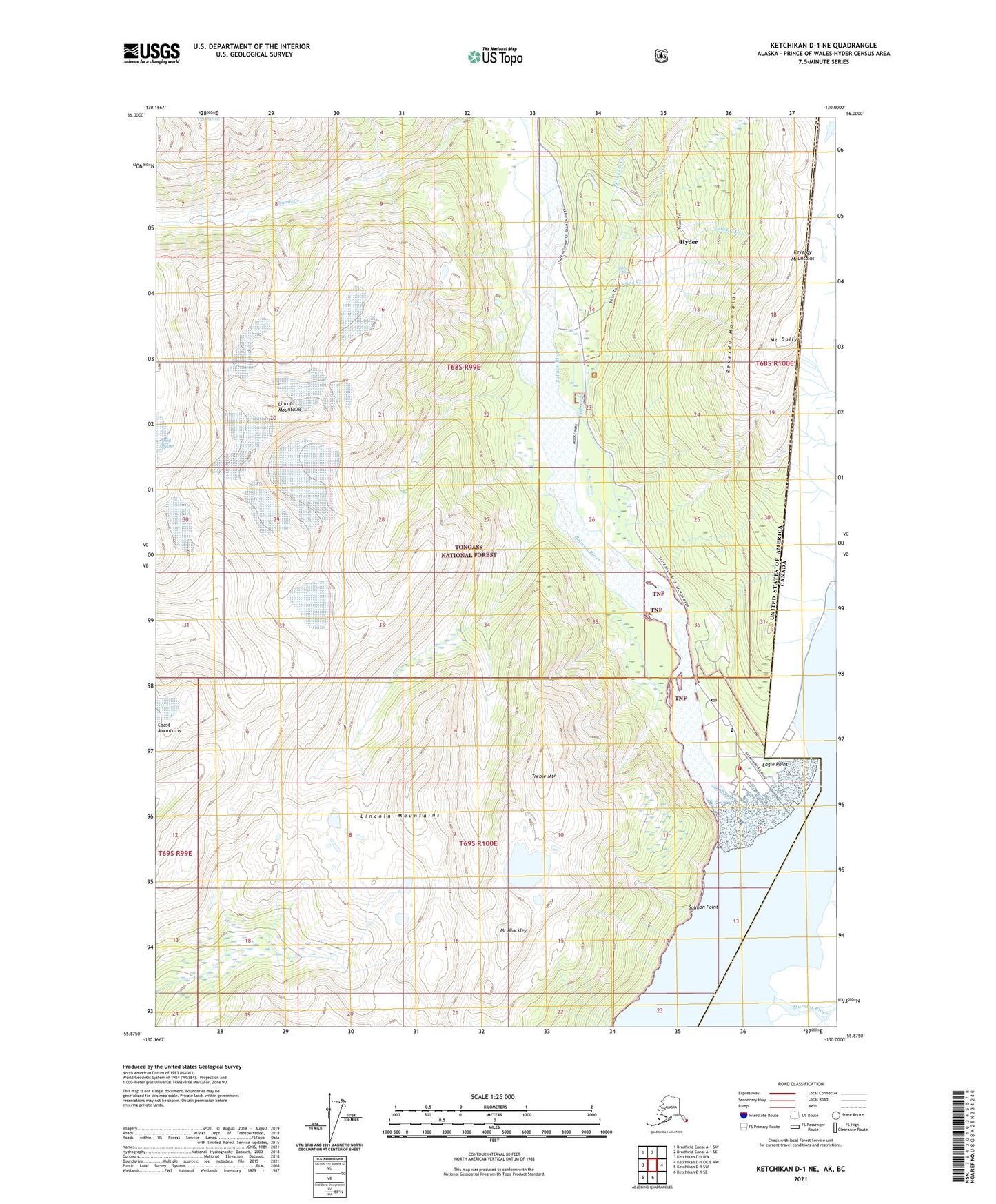 Ketchikan D-1 NE Alaska US Topo Map Image