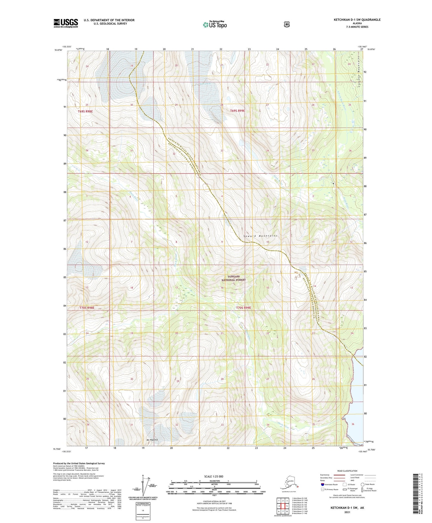 Ketchikan D-1 SW Alaska US Topo Map Image