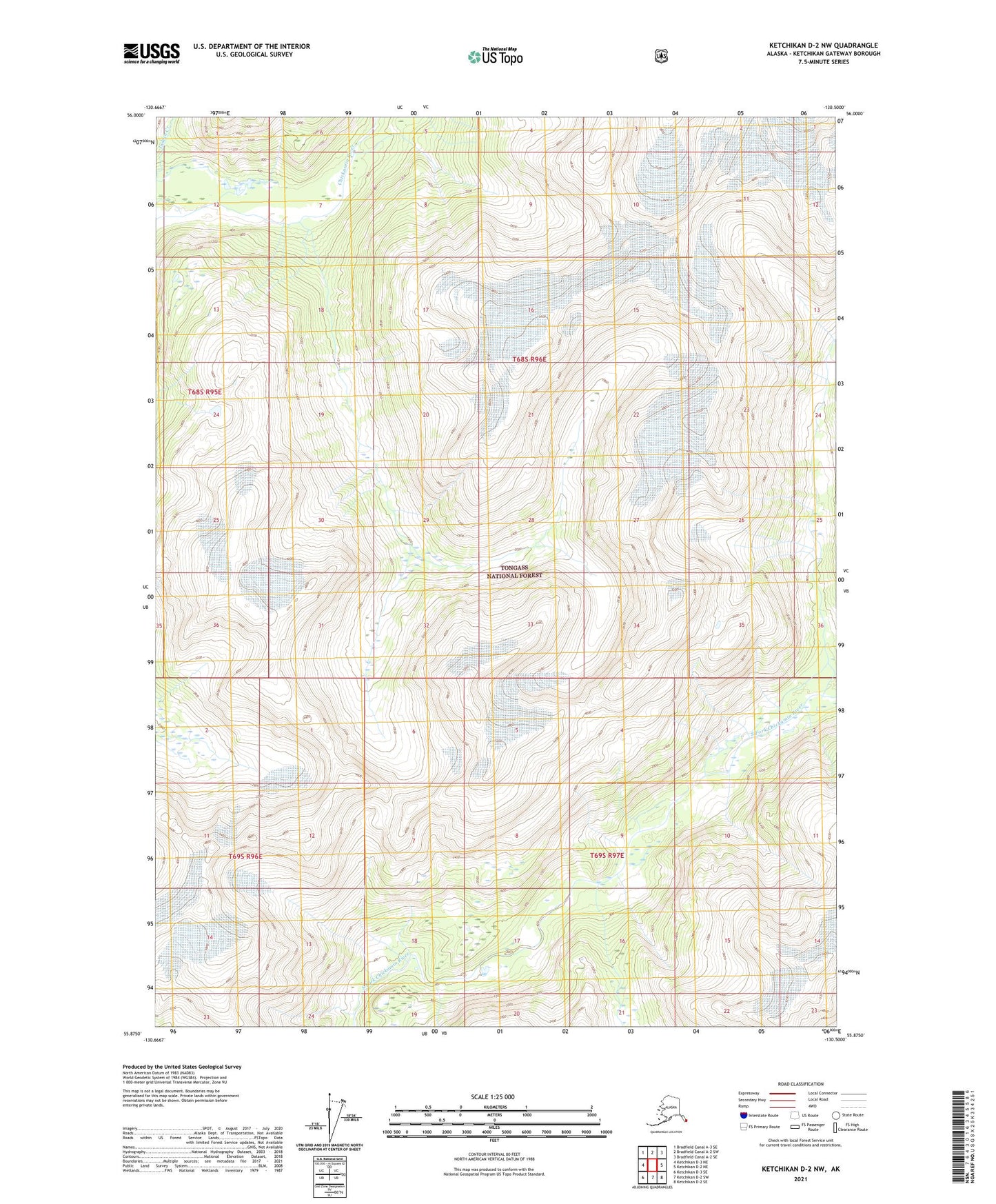 Ketchikan D-2 NW Alaska US Topo Map Image
