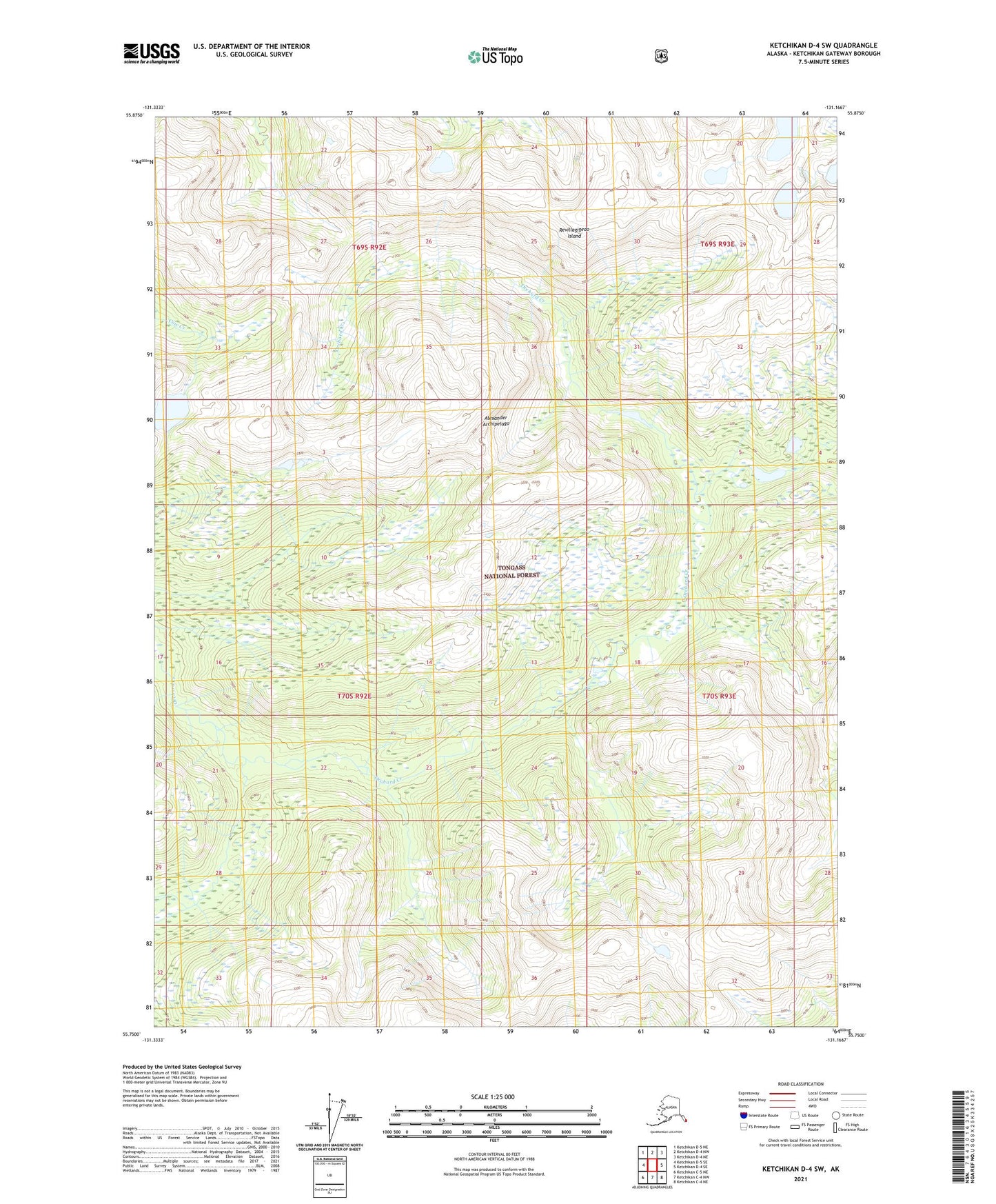 Ketchikan D-4 SW Alaska US Topo Map Image