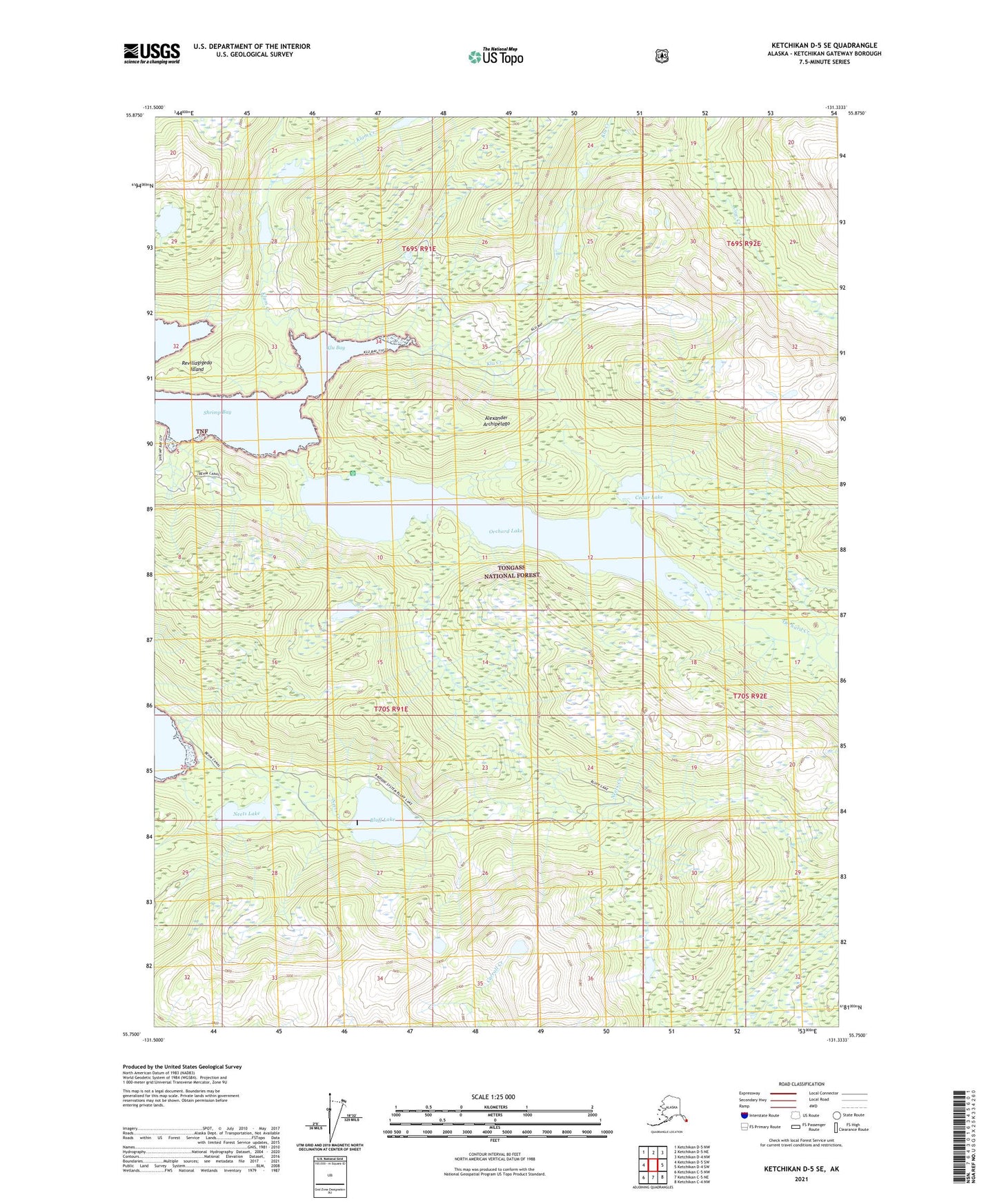 Ketchikan D-5 SE Alaska US Topo Map Image