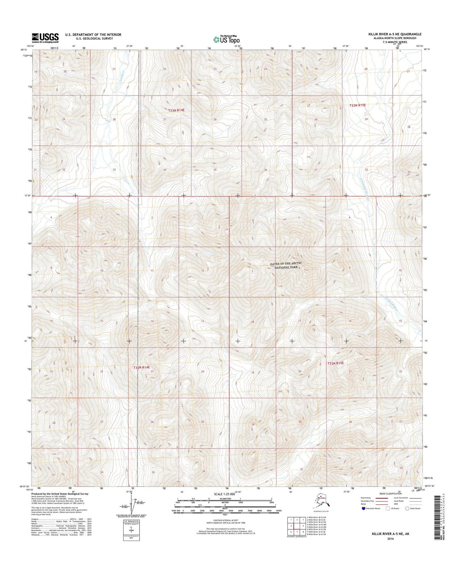 Killik River A-5 NE Alaska US Topo Map Image
