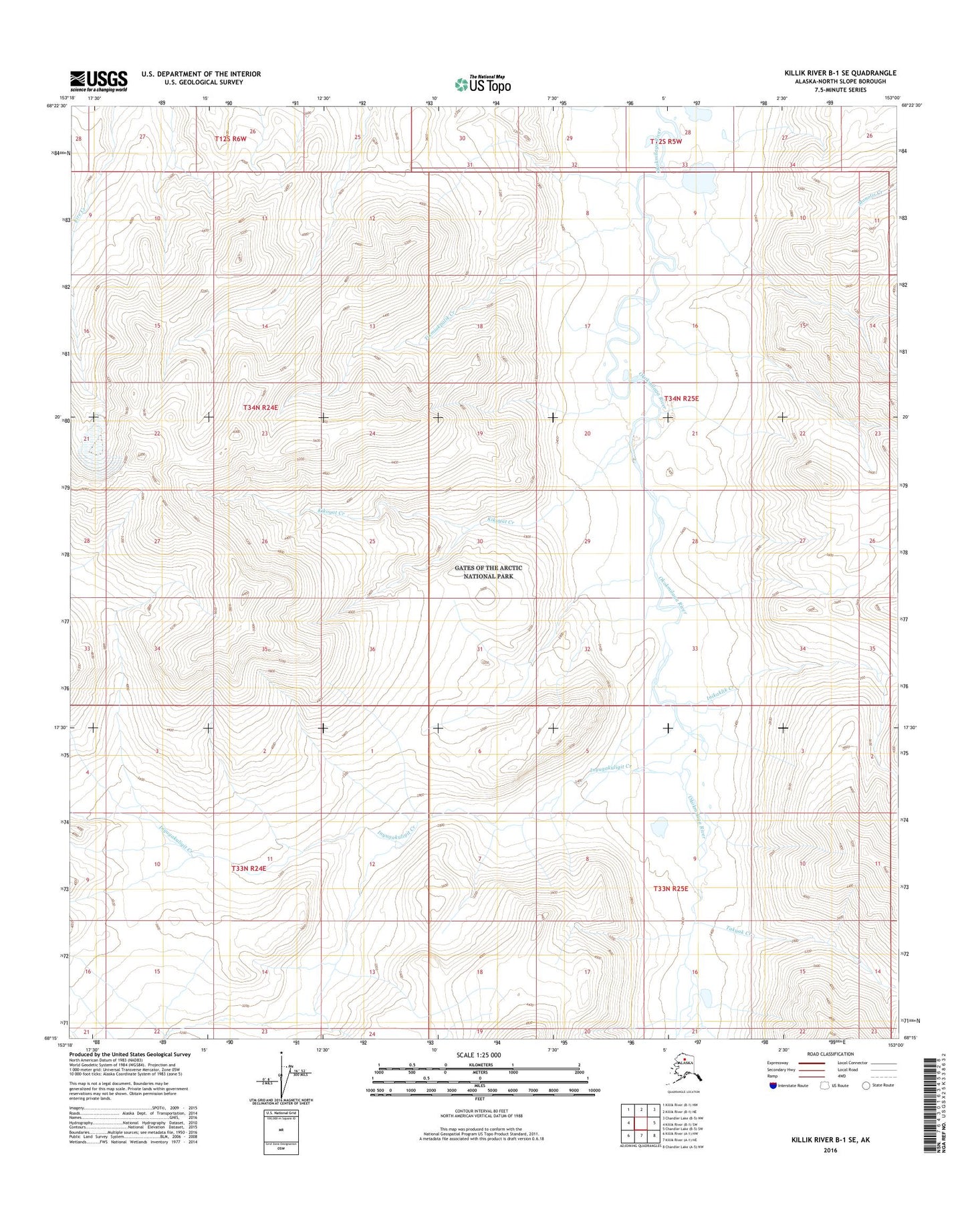 Killik River B-1 SE Alaska US Topo Map Image