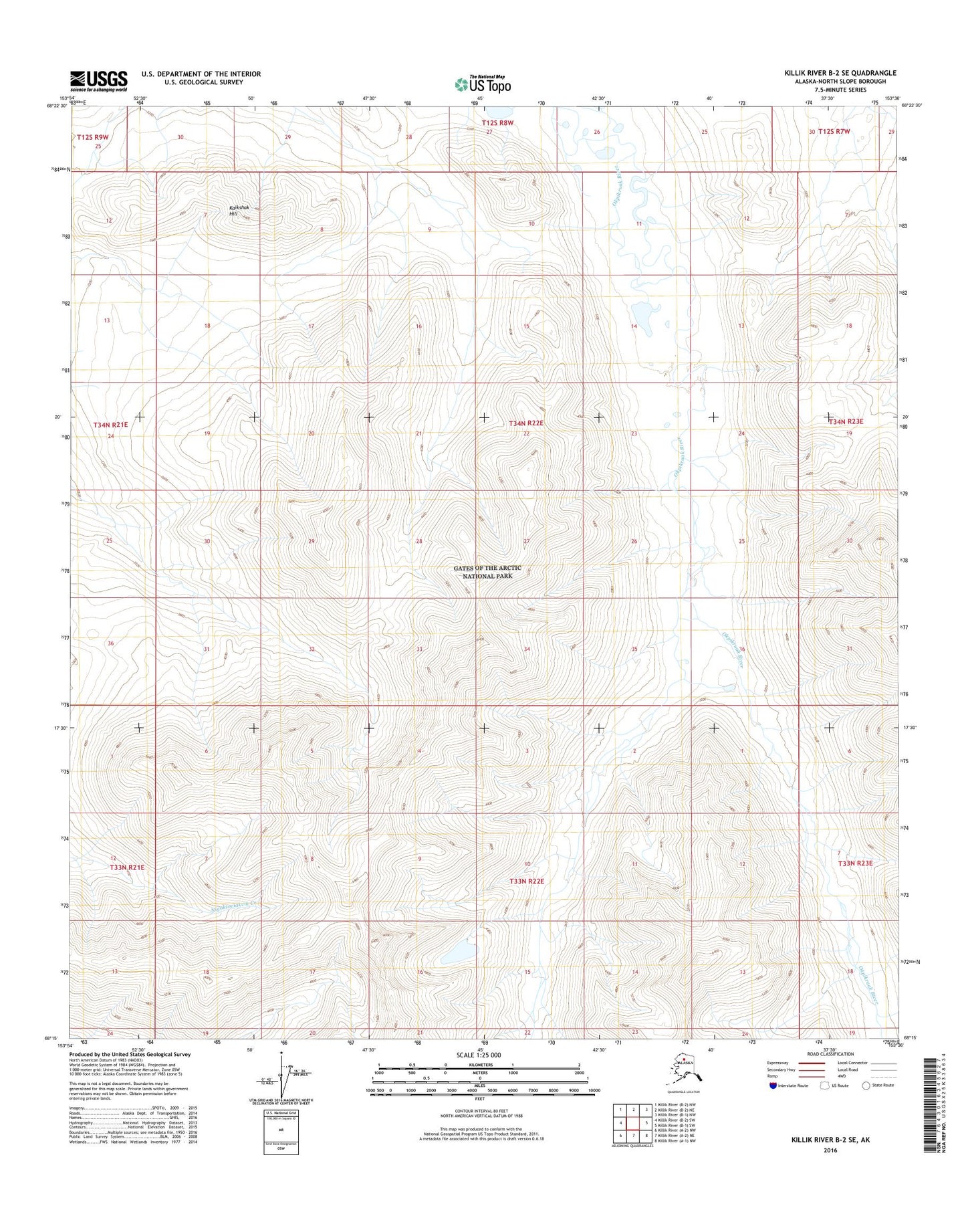 Killik River B-2 SE Alaska US Topo Map Image