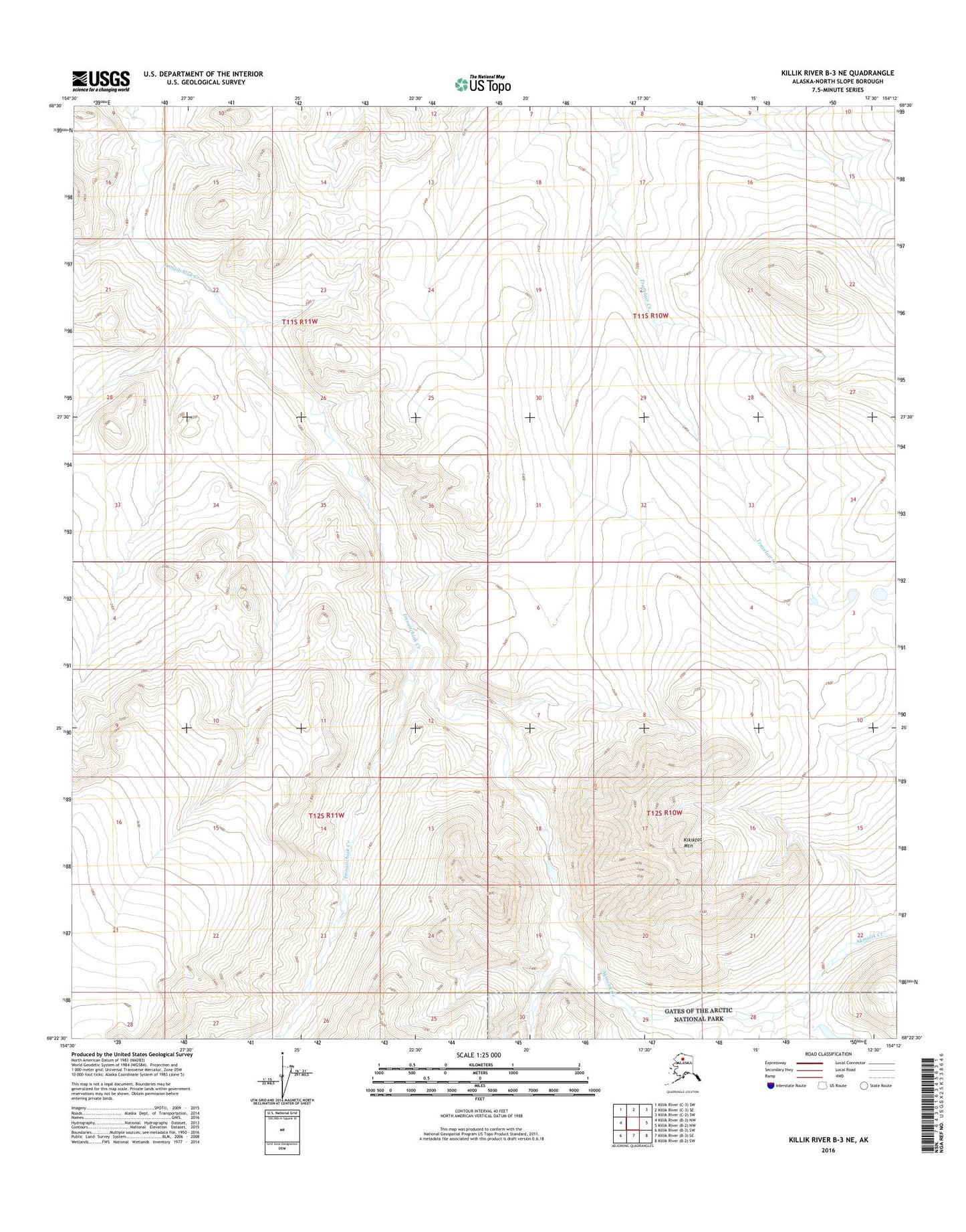Killik River B-3 NE Alaska US Topo Map Image
