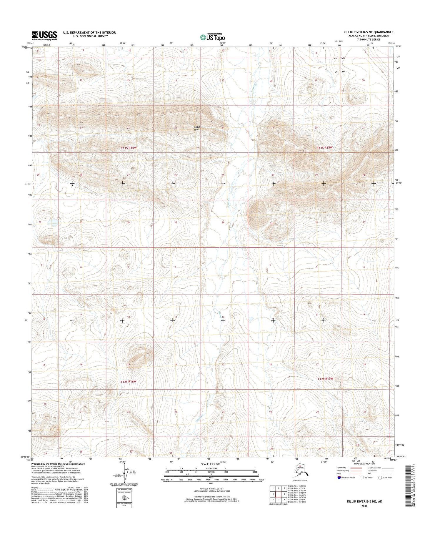 Killik River B-5 NE Alaska US Topo Map Image