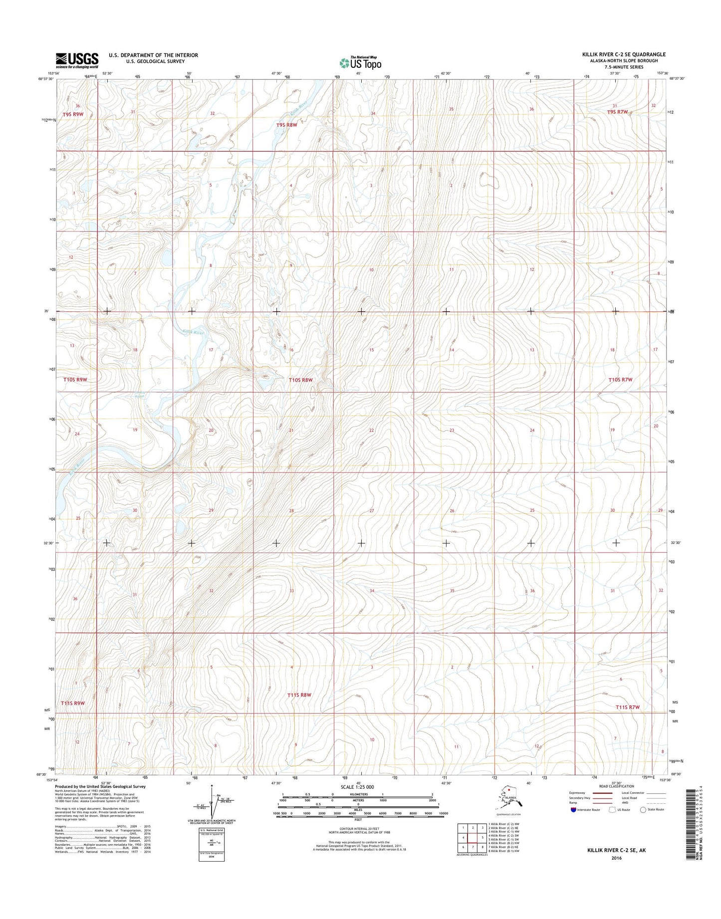 Killik River C-2 SE Alaska US Topo Map Image