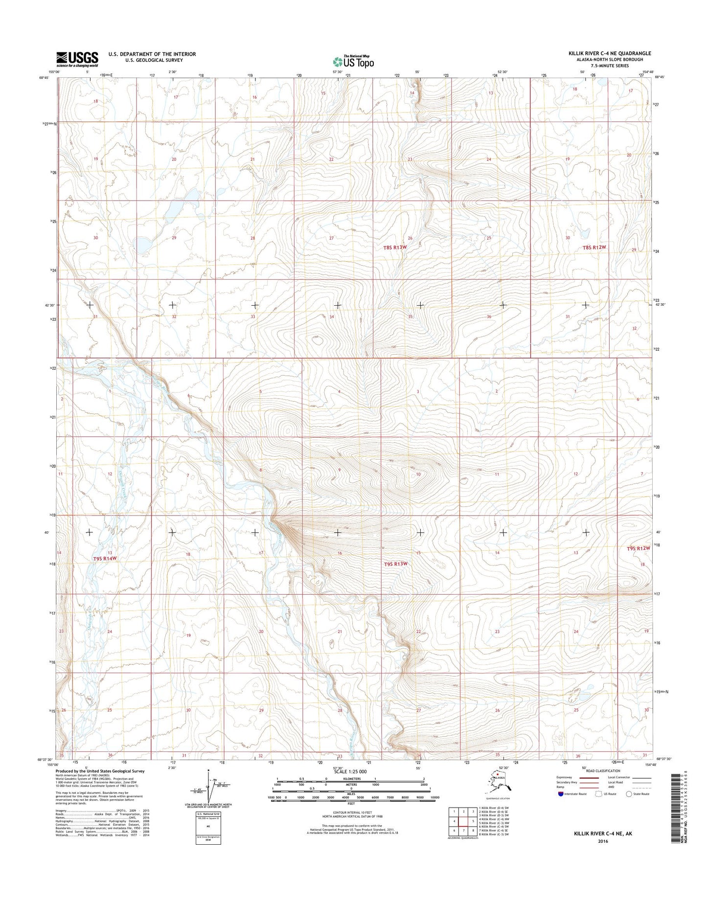 Killik River C-4 NE Alaska US Topo Map Image