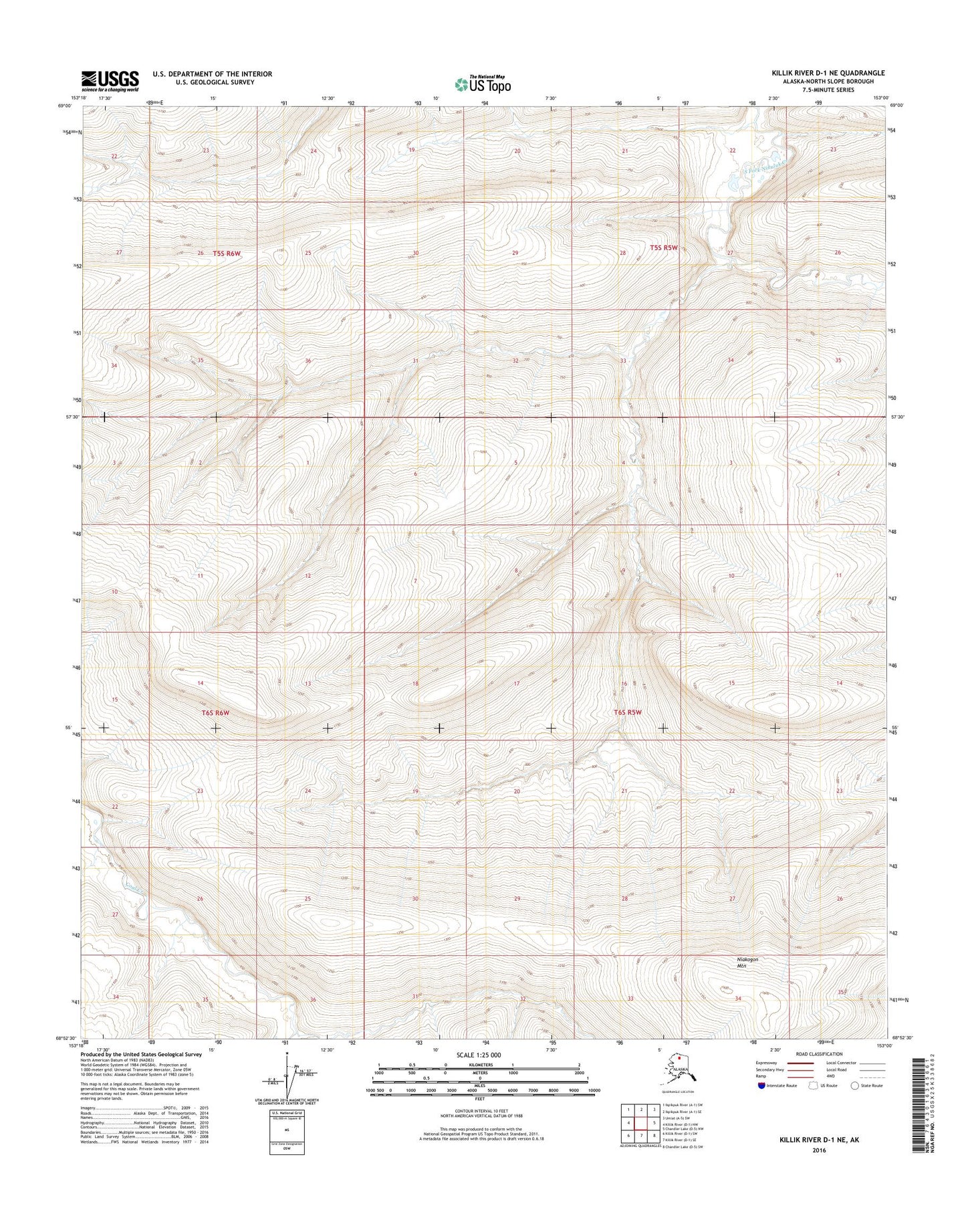 Killik River D-1 NE Alaska US Topo Map Image