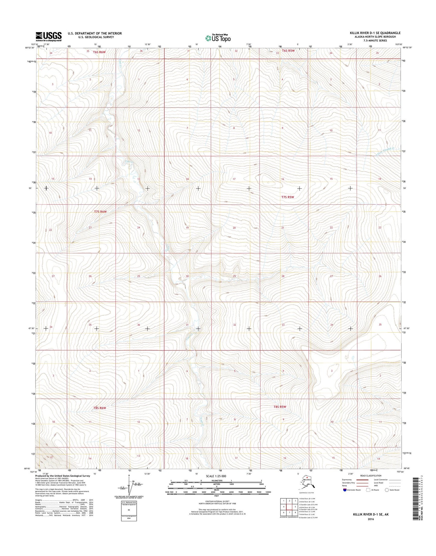 Killik River D-1 SE Alaska US Topo Map Image