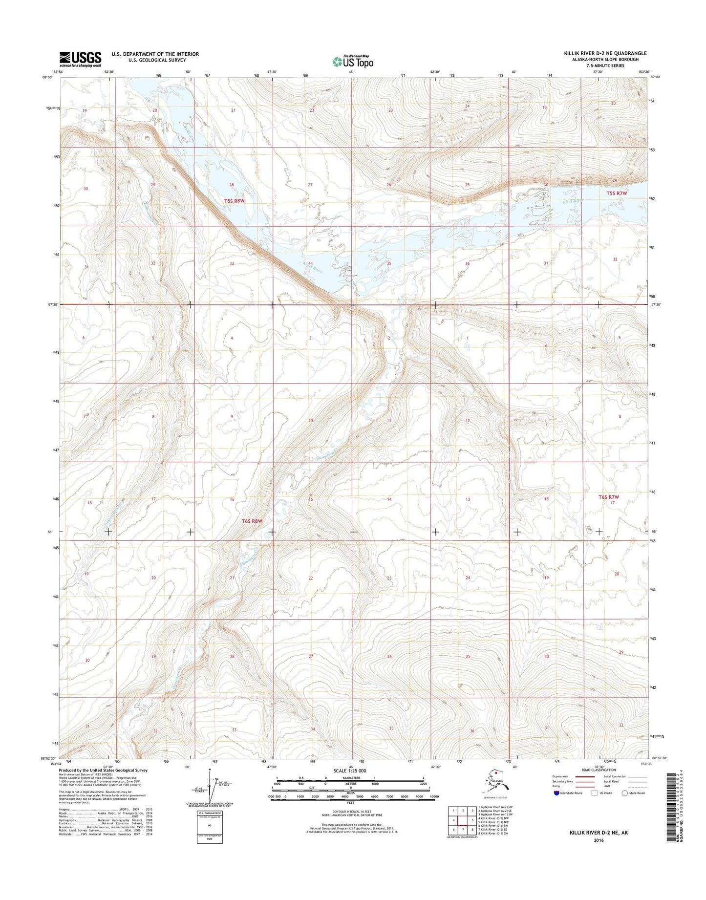 Killik River D-2 NE Alaska US Topo Map Image