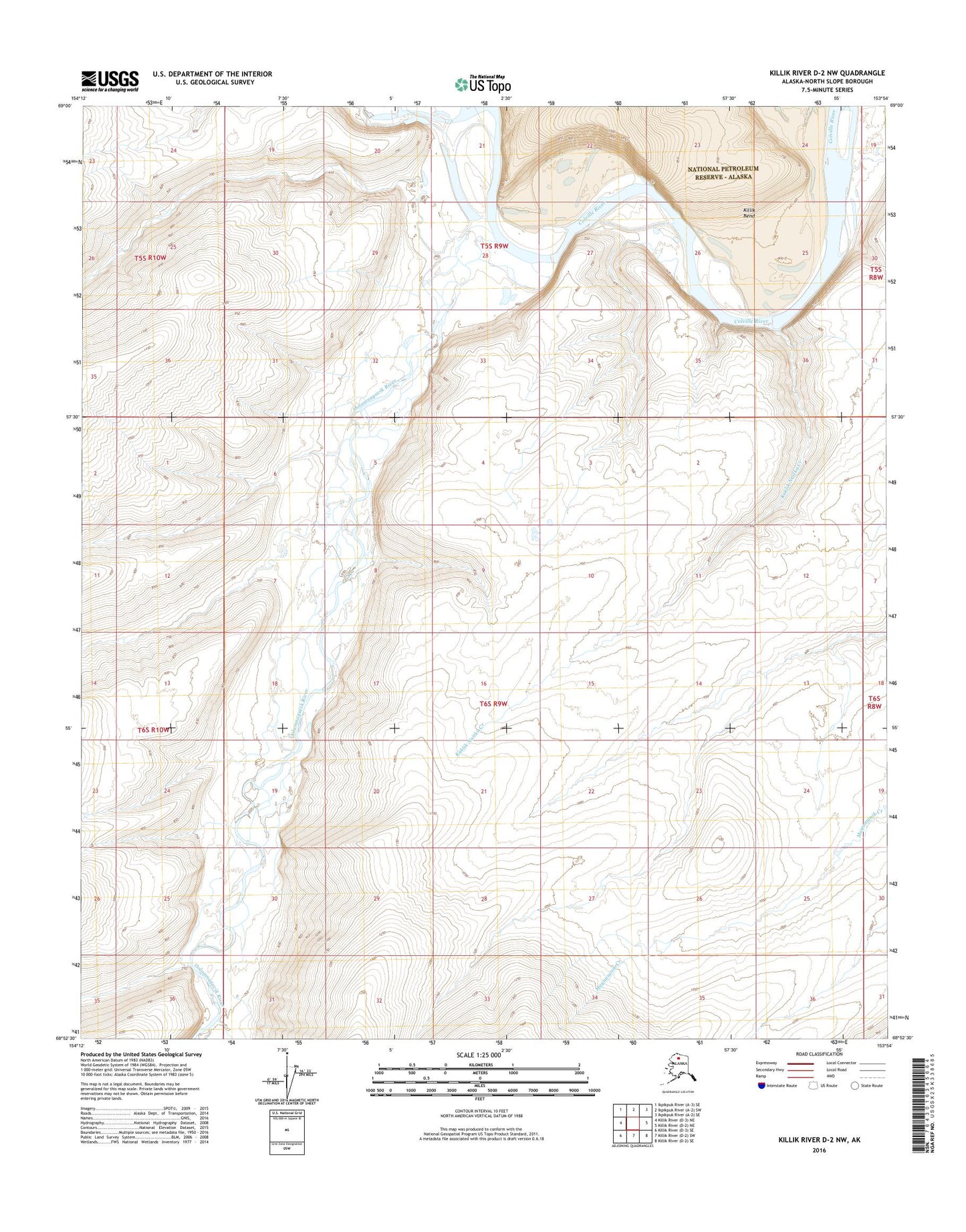 Killik River D-2 NW Alaska US Topo Map Image