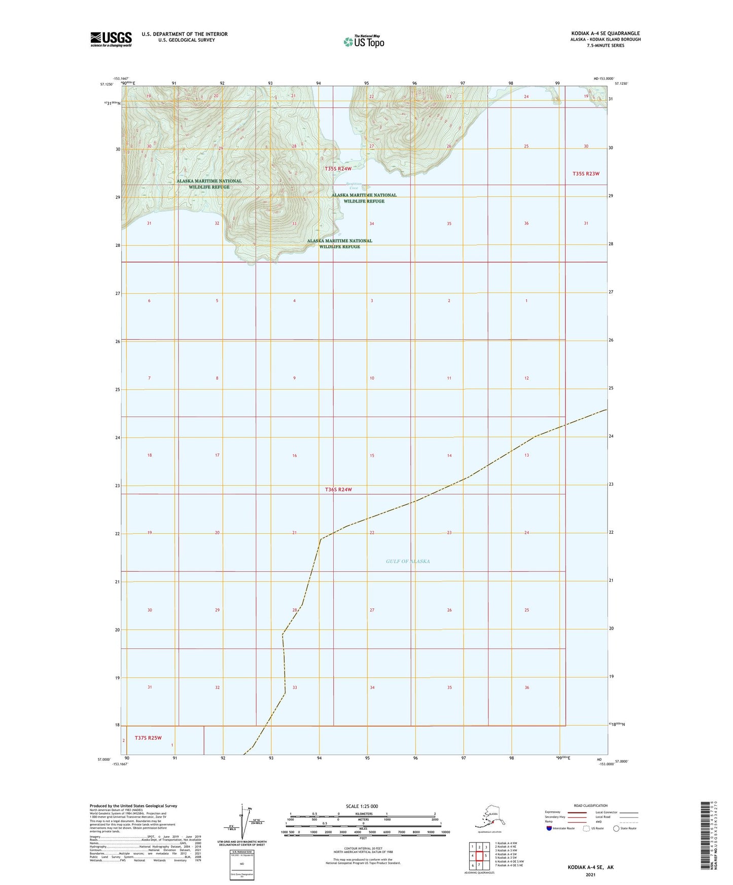 Kodiak A-4 SE Alaska US Topo Map Image