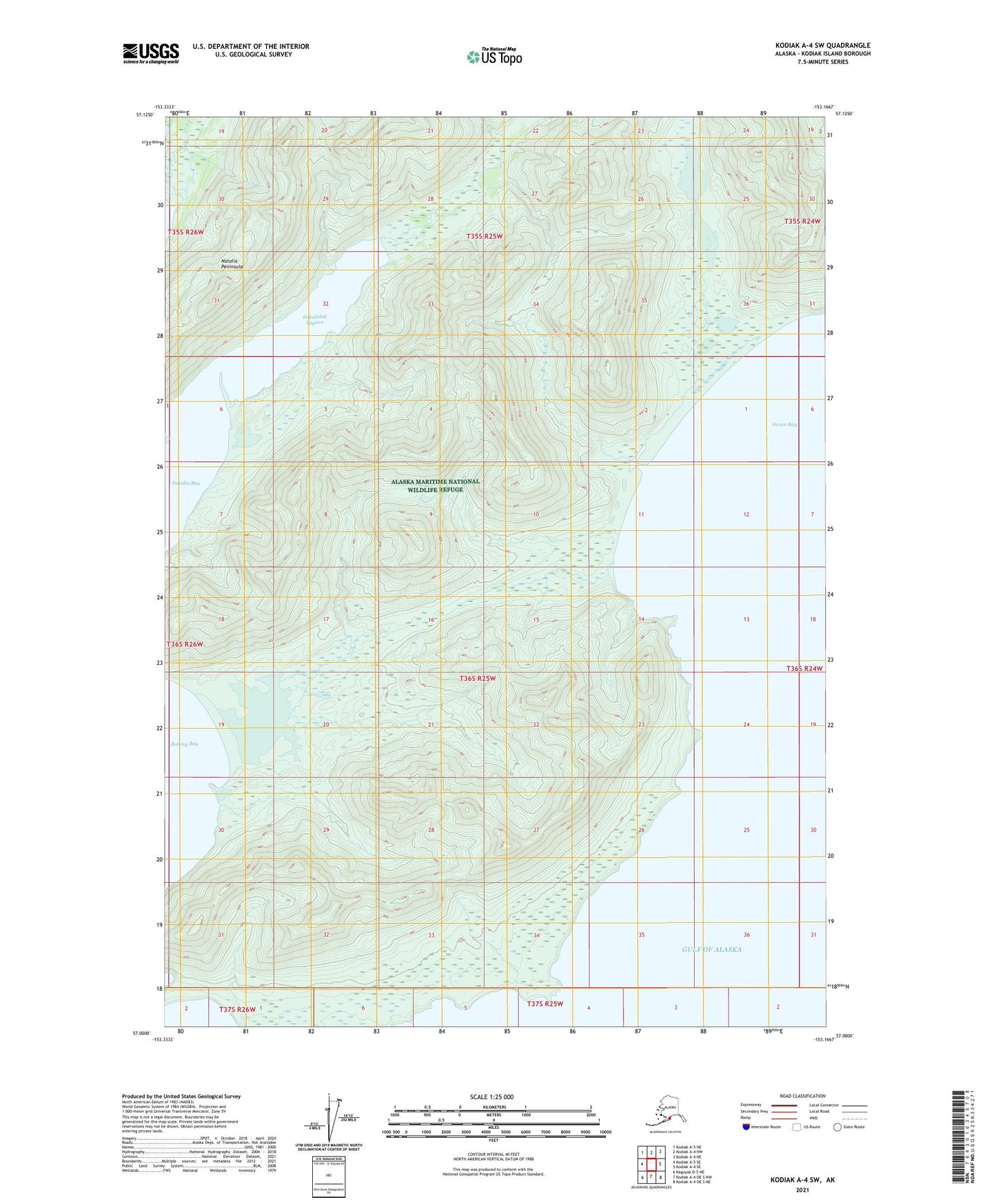 Kodiak A-4 SW Alaska US Topo Map Image