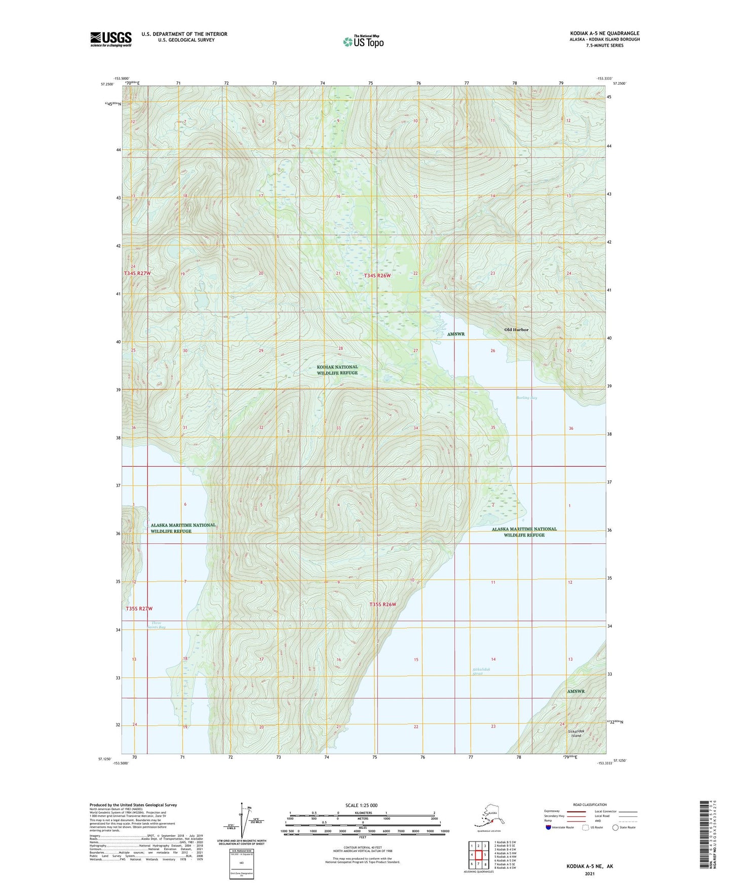 Kodiak A-5 NE Alaska US Topo Map Image