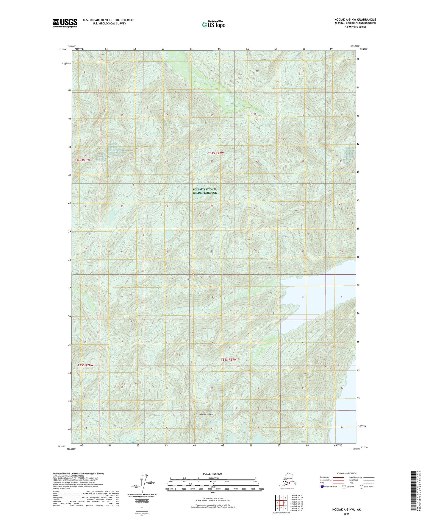 Kodiak A-5 NW Alaska US Topo Map Image