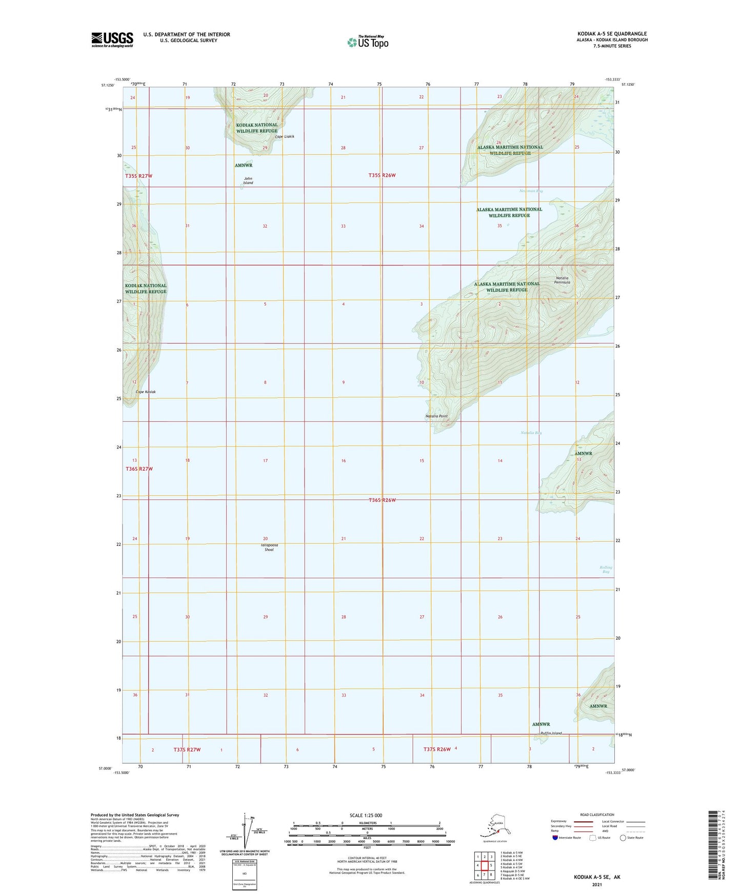 Kodiak A-5 SE Alaska US Topo Map Image