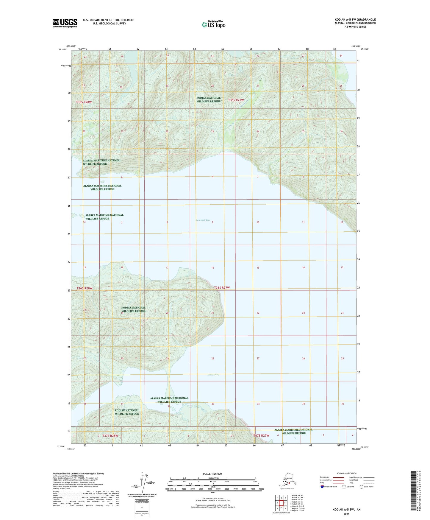 Kodiak A-5 SW Alaska US Topo Map Image