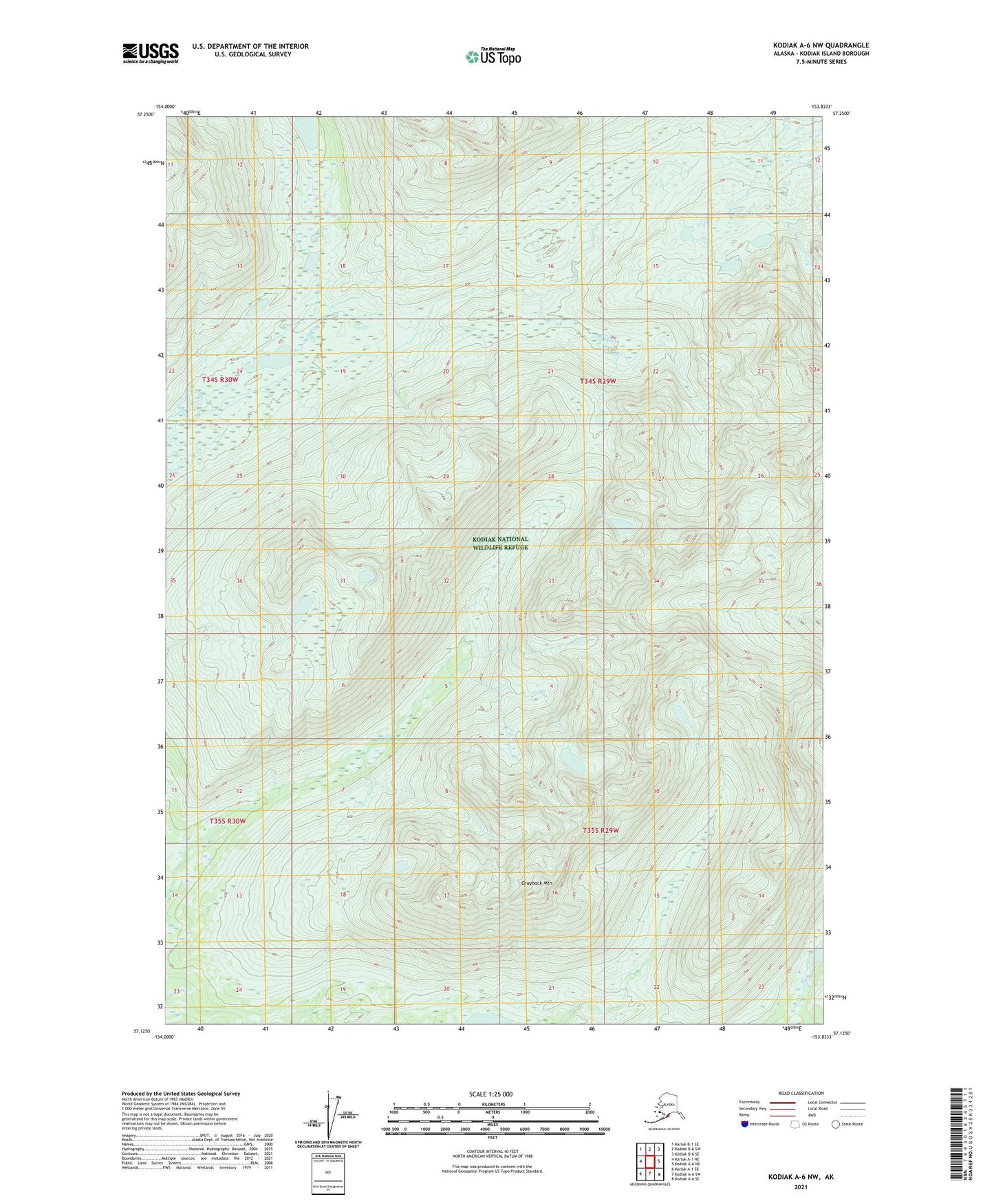 Kodiak A-6 NW Alaska US Topo Map Image