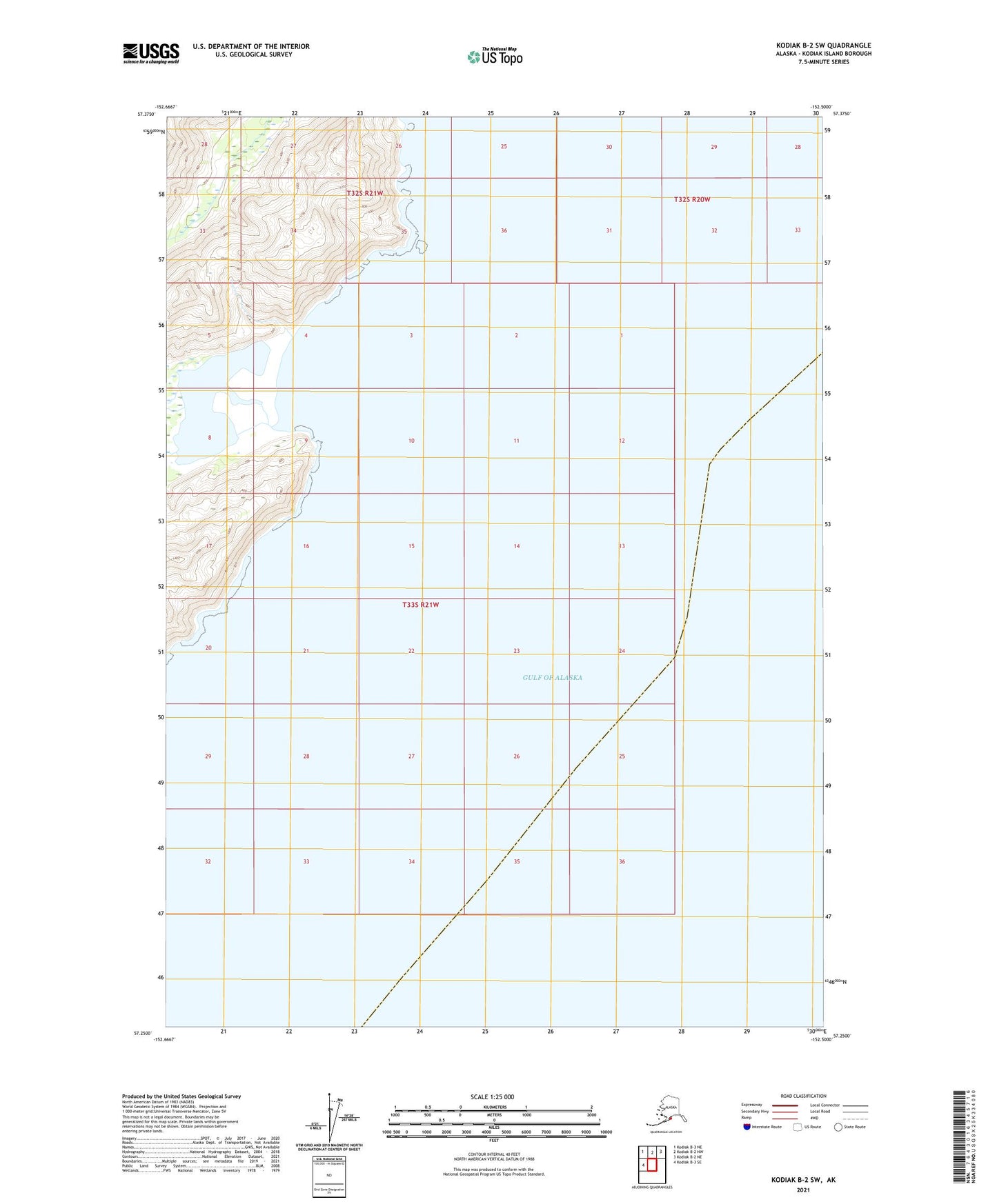 Kodiak B-2 SW Alaska US Topo Map Image