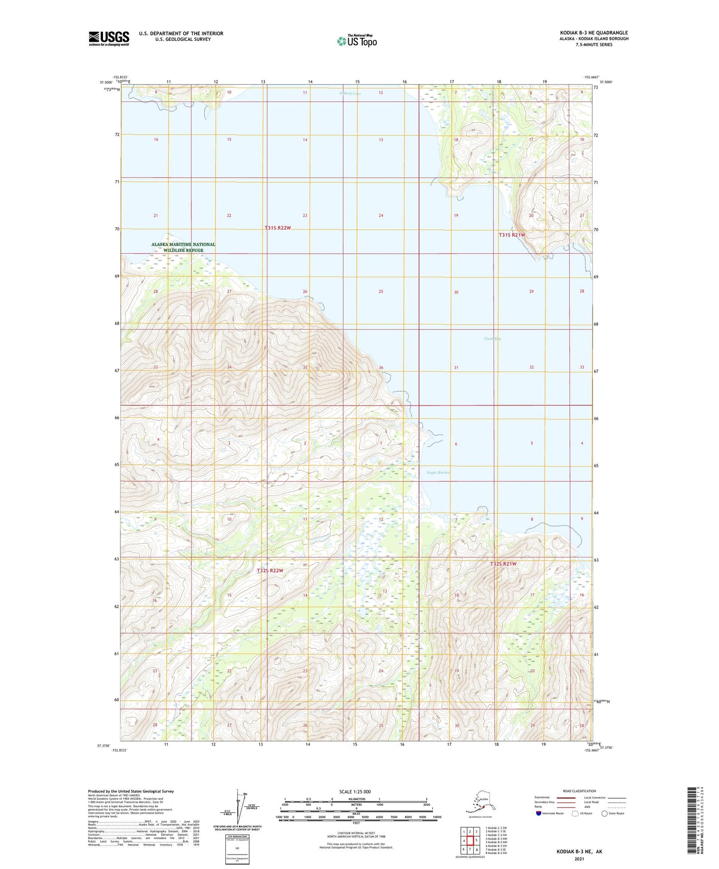 Kodiak B-3 NE Alaska US Topo Map Image