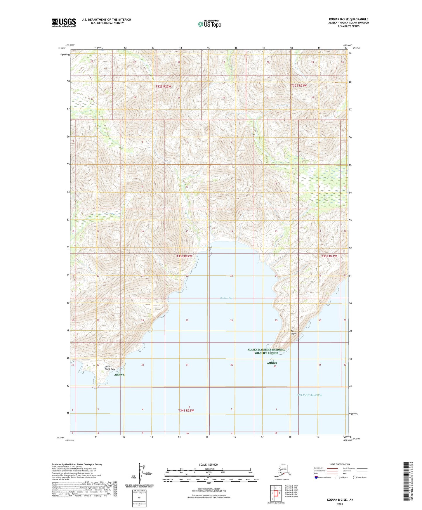 Kodiak B-3 SE Alaska US Topo Map Image