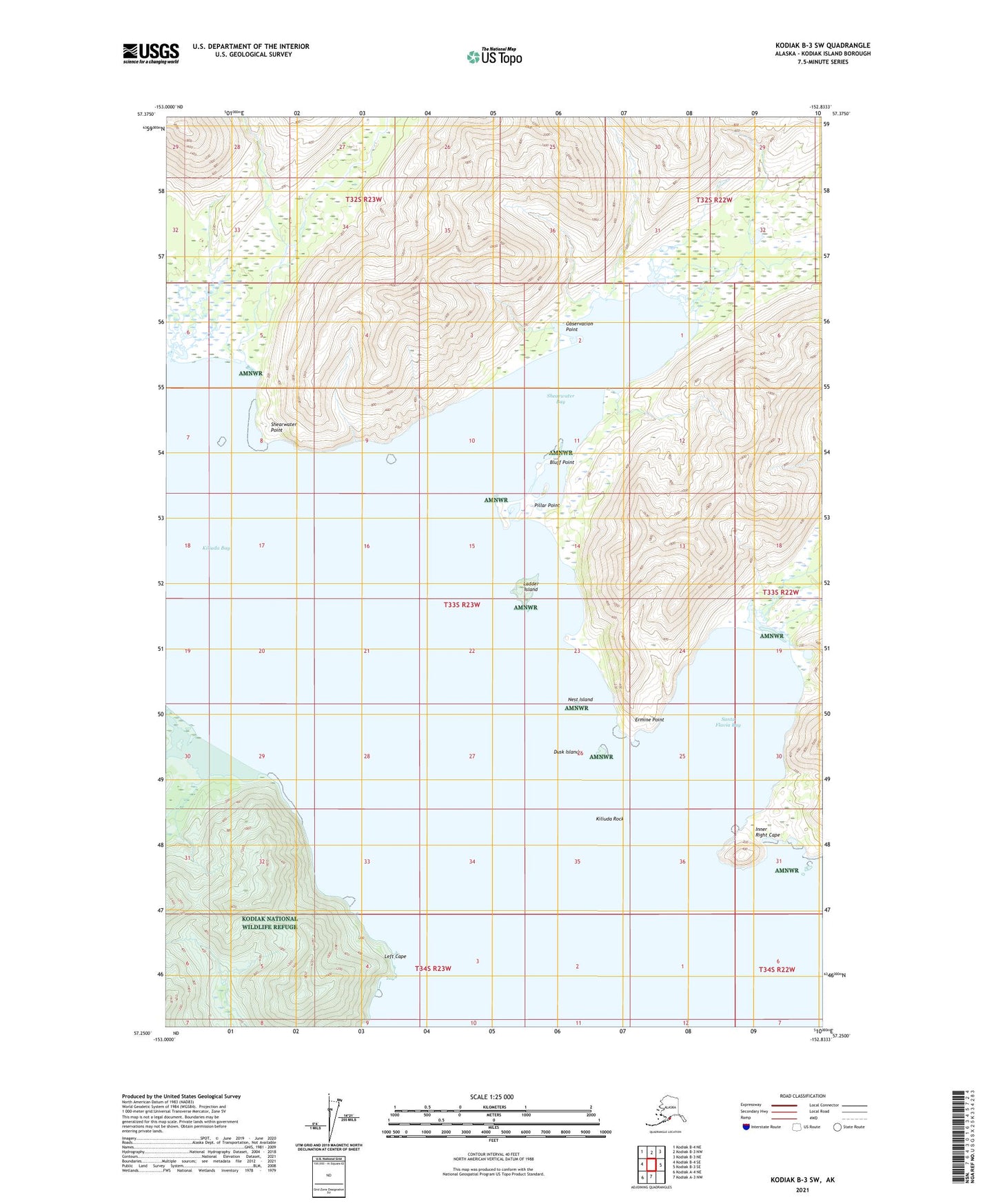Kodiak B-3 SW Alaska US Topo Map Image