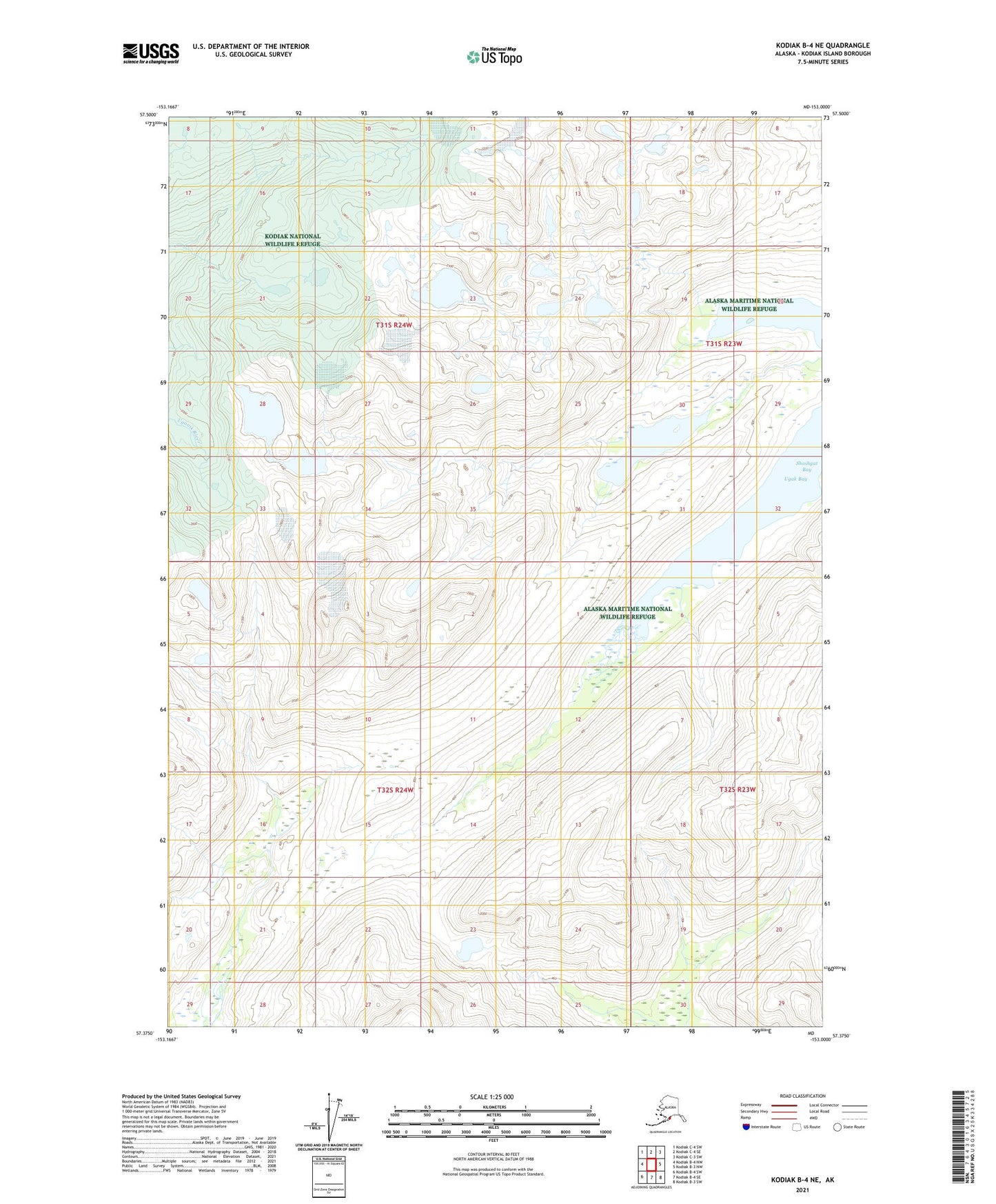 Kodiak B-4 NE Alaska US Topo Map Image