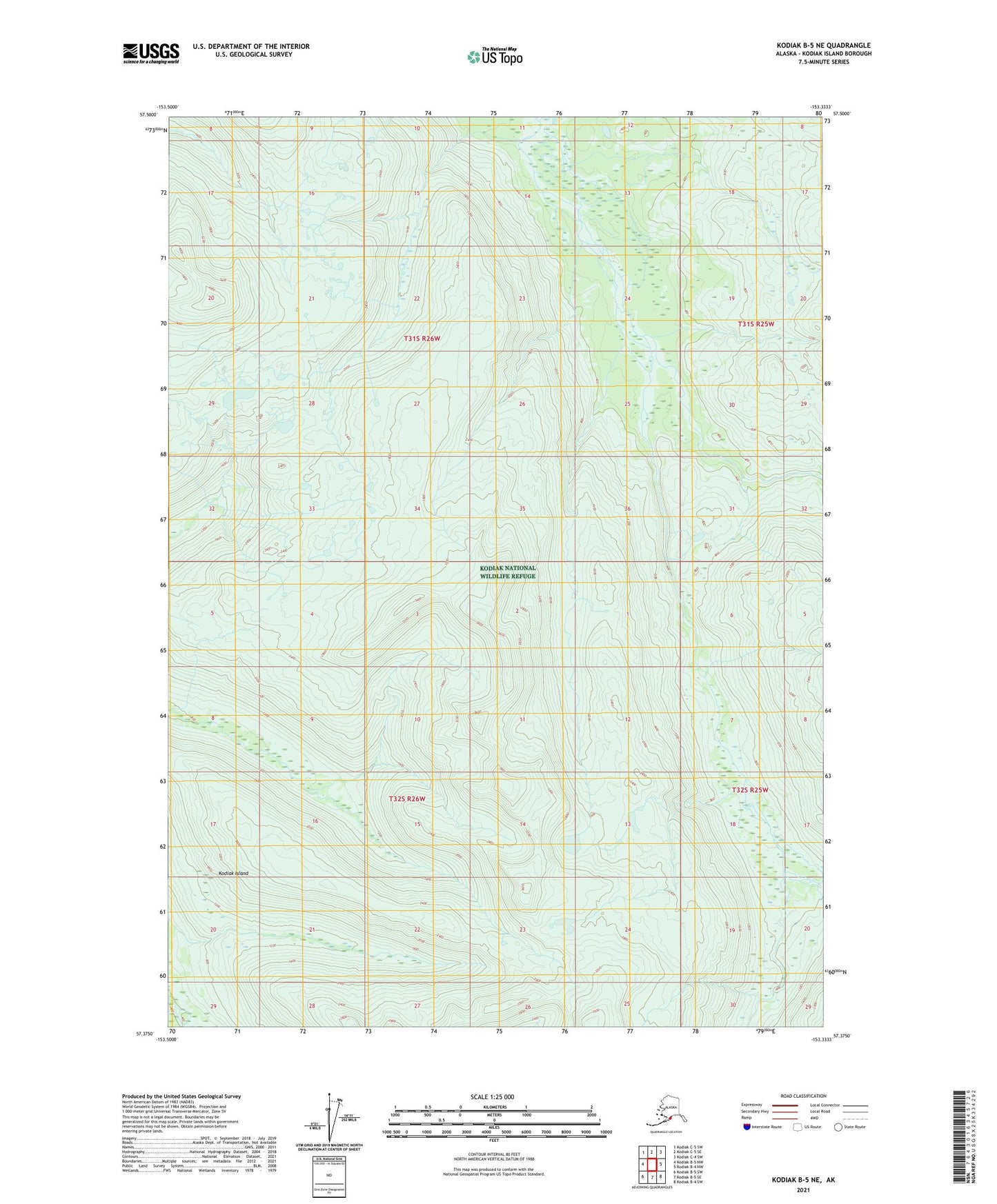Kodiak B-5 NE Alaska US Topo Map Image
