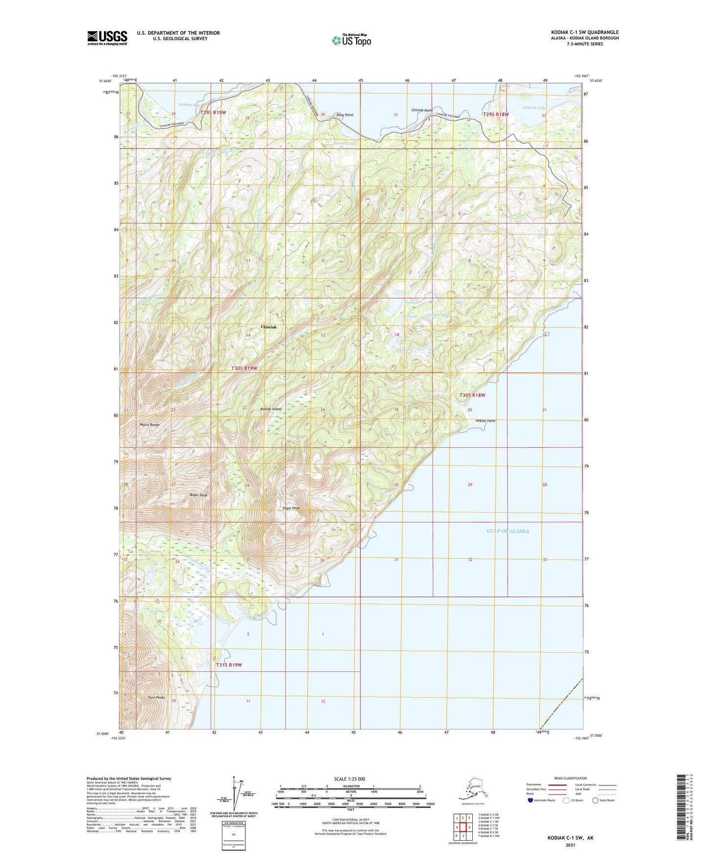 Kodiak C-1 SW Alaska US Topo Map Image