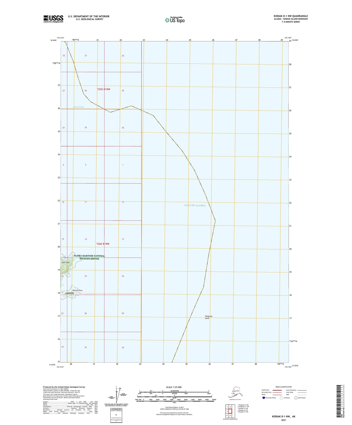 Kodiak D-1 NW Alaska US Topo Map Image