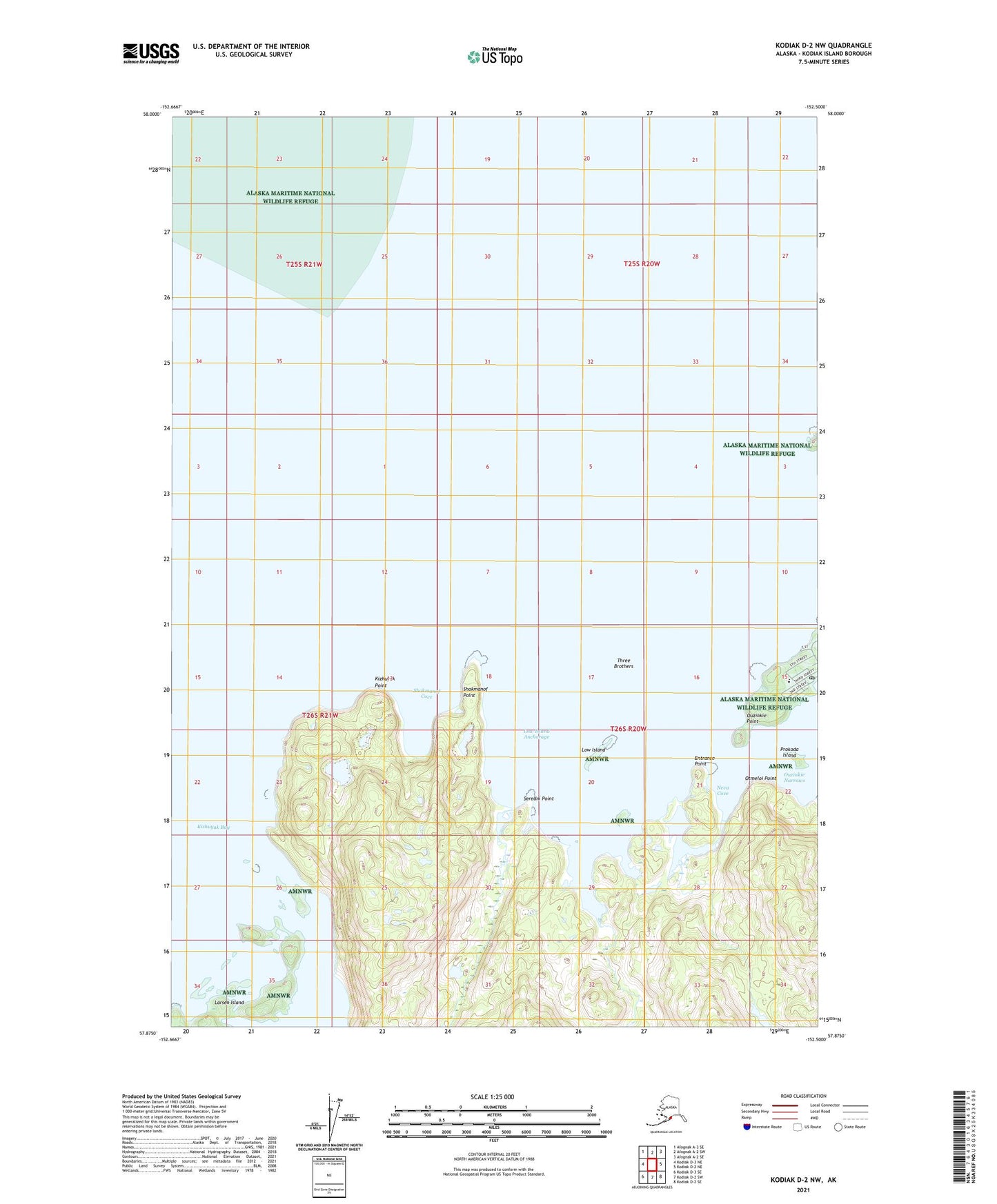 Kodiak D-2 NW Alaska US Topo Map Image