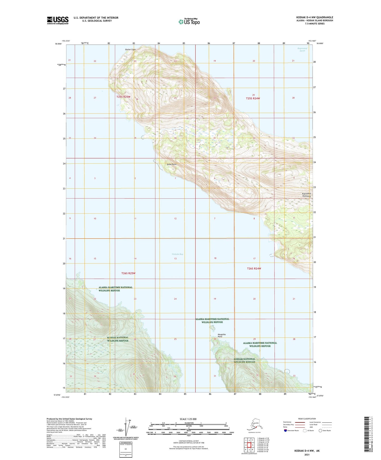 Kodiak D-4 NW Alaska US Topo Map Image