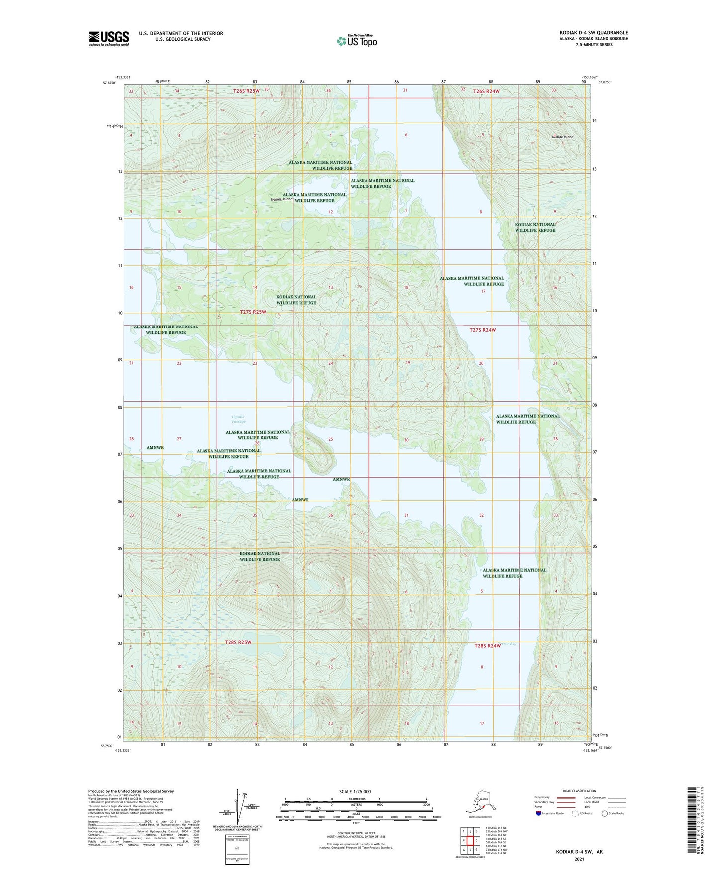 Kodiak D-4 SW Alaska US Topo Map Image