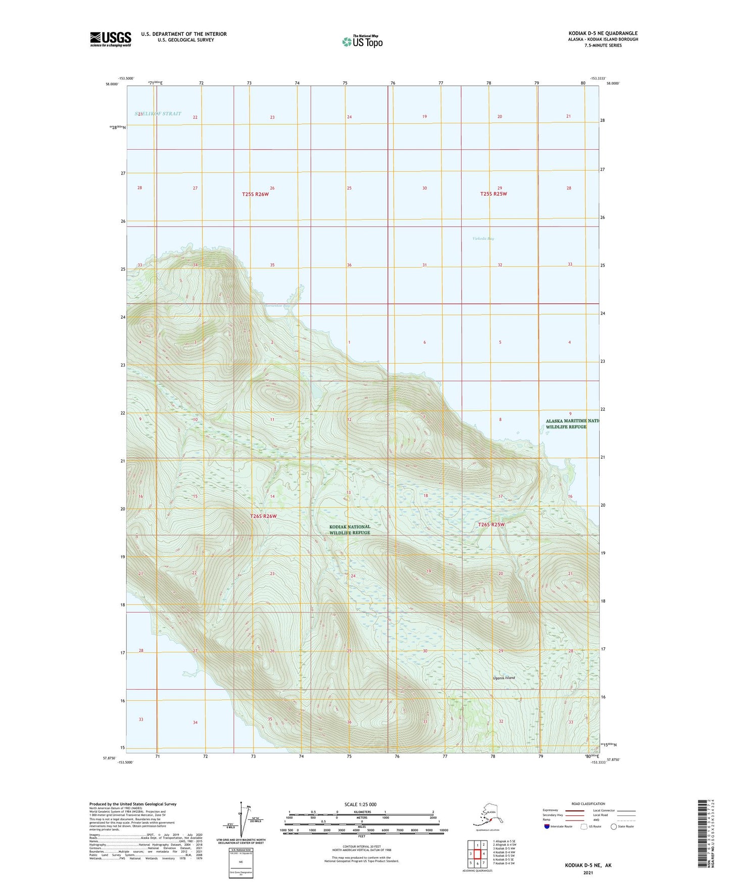 Kodiak D-5 NE Alaska US Topo Map Image