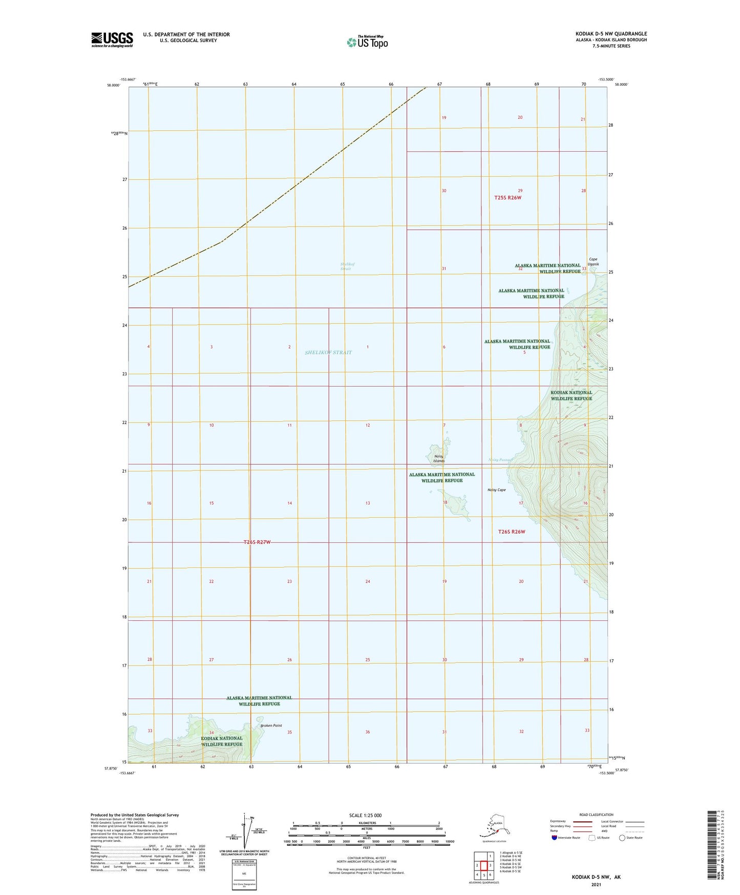 Kodiak D-5 NW Alaska US Topo Map Image
