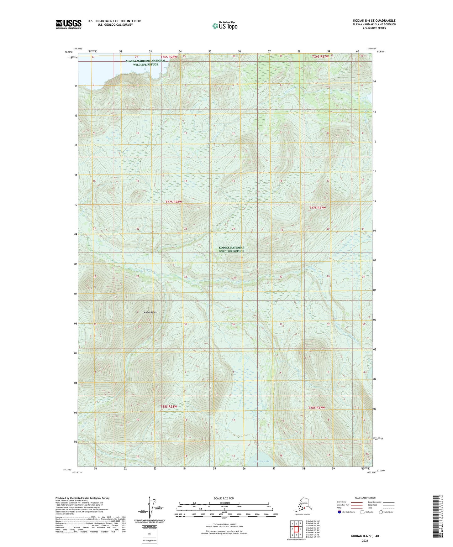 Kodiak D-6 SE Alaska US Topo Map Image