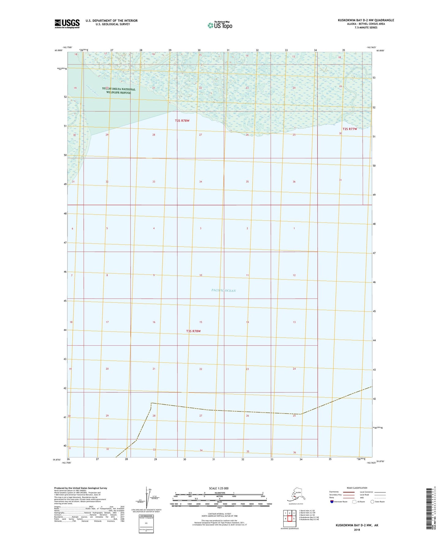 Kuskokwim Bay D-2 NW Alaska US Topo Map Image