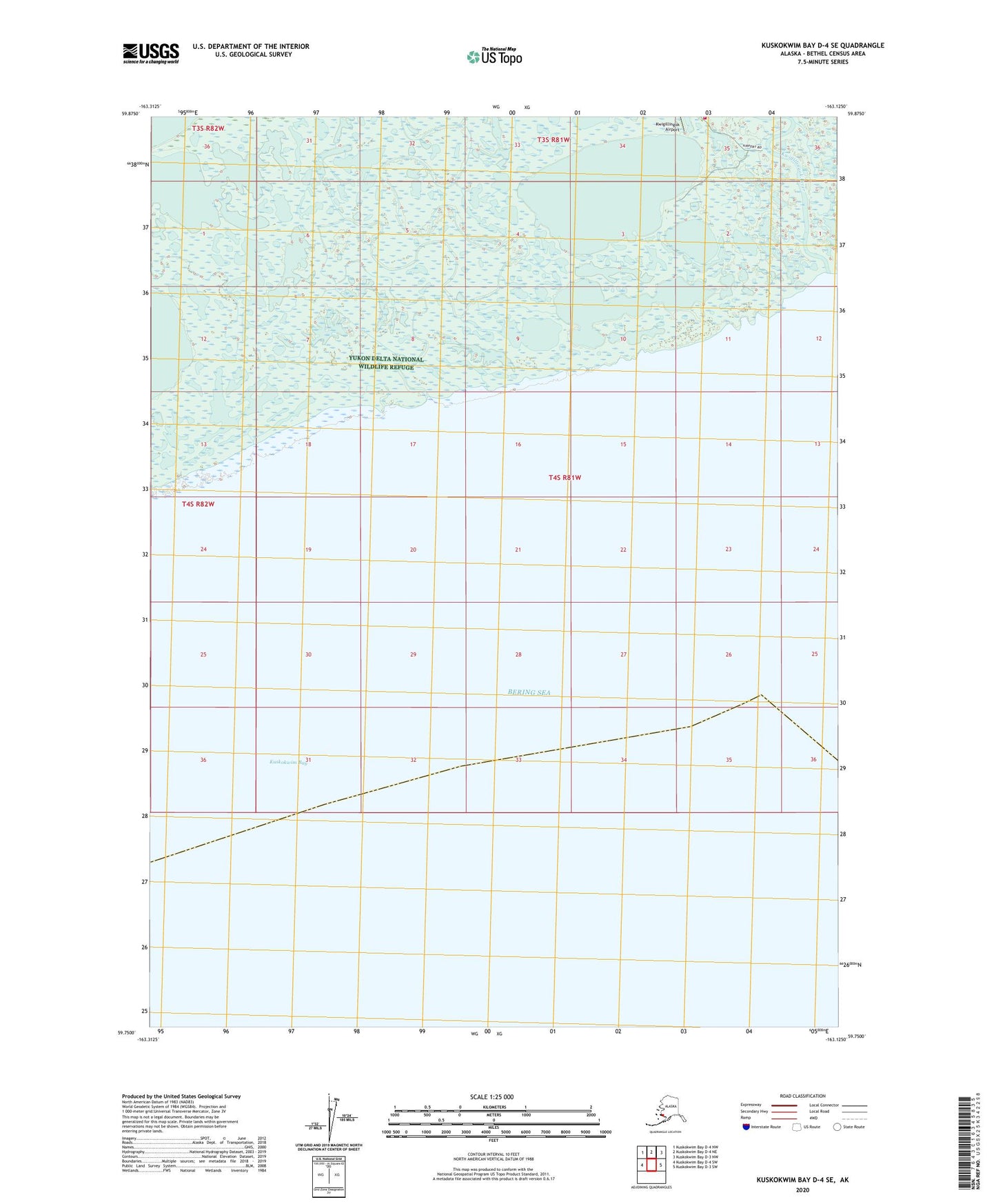 Kuskokwim Bay D-4 SE Alaska US Topo Map Image