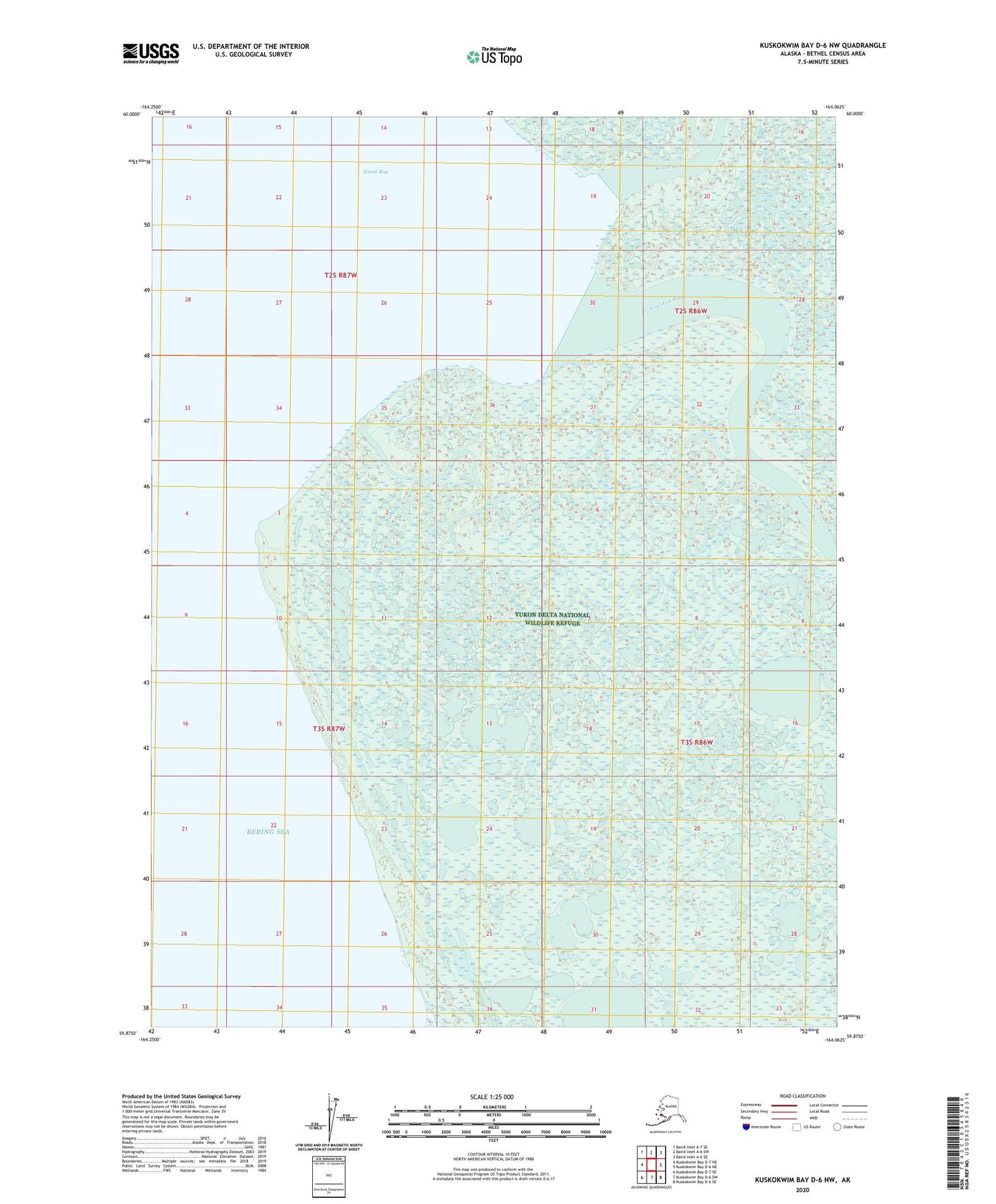 Kuskokwim Bay D-6 NW Alaska US Topo Map Image