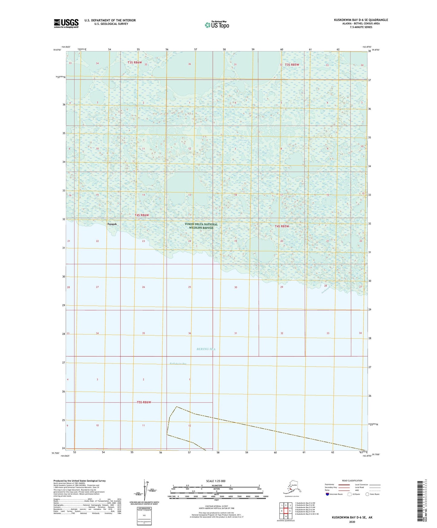 Kuskokwim Bay D-6 SE Alaska US Topo Map Image