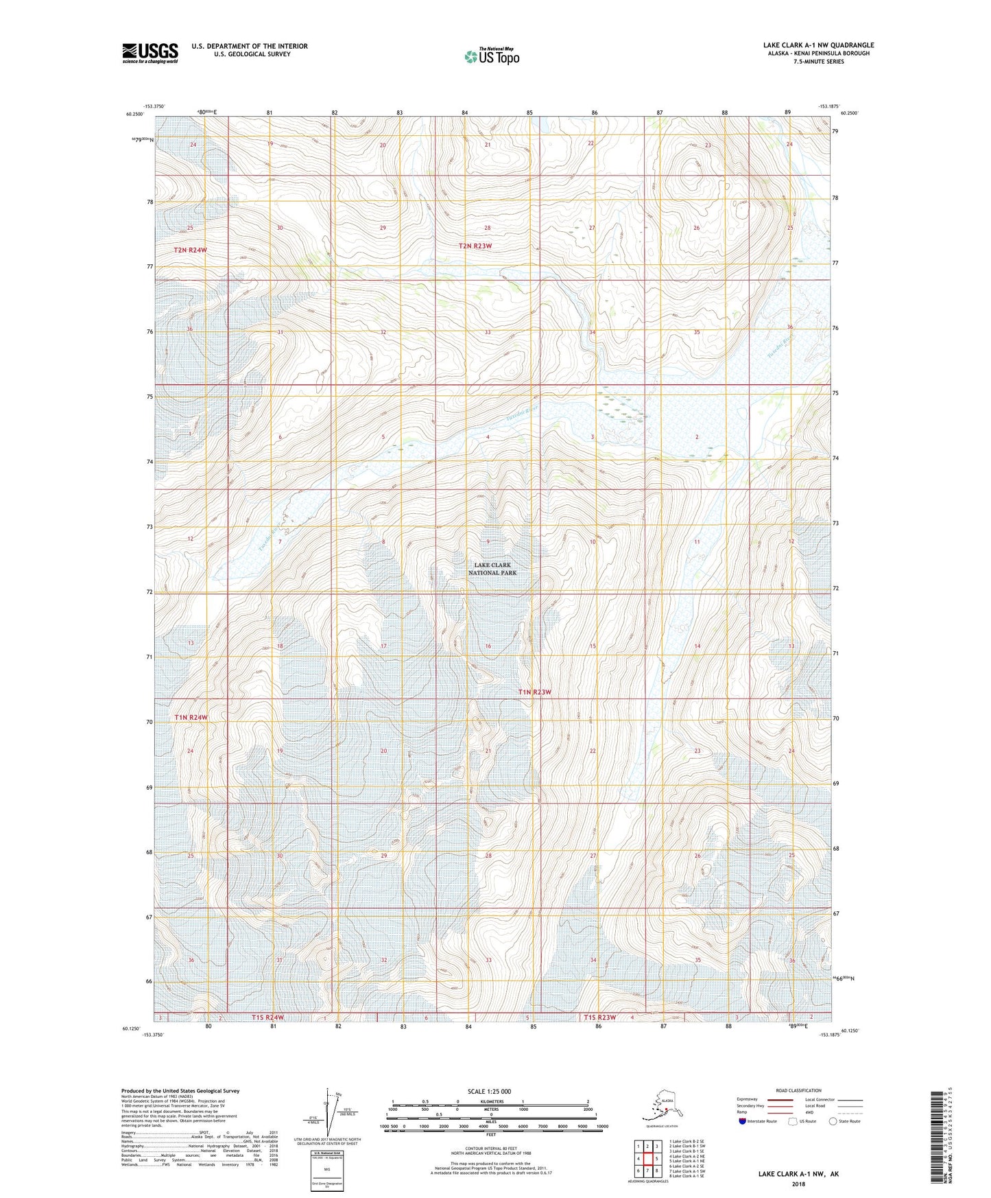 Lake Clark A-1 NW Alaska US Topo Map Image