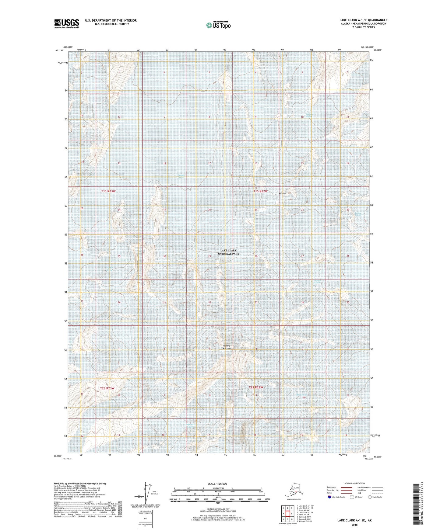 Lake Clark A-1 SE Alaska US Topo Map Image