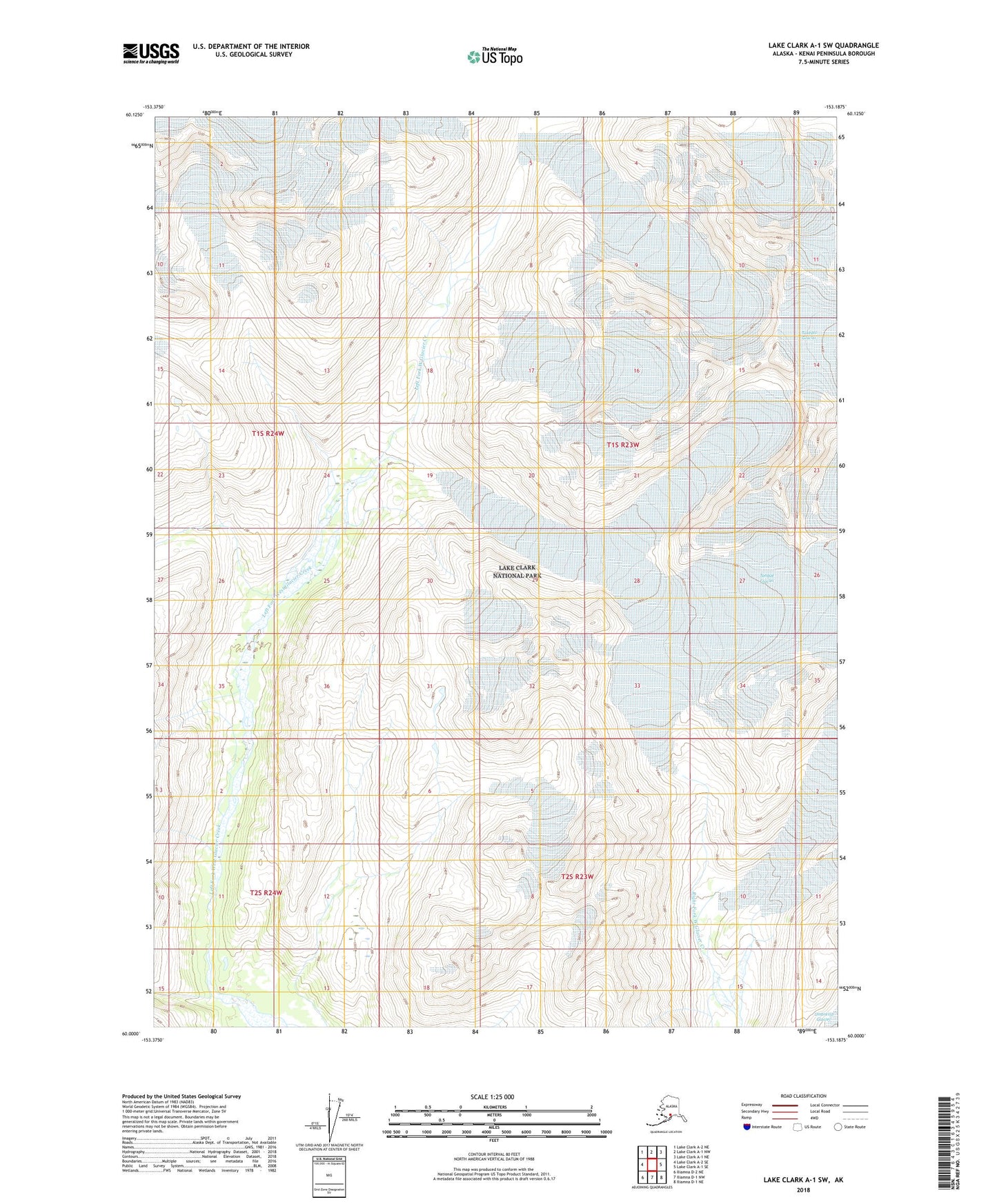 Lake Clark A-1 SW Alaska US Topo Map Image