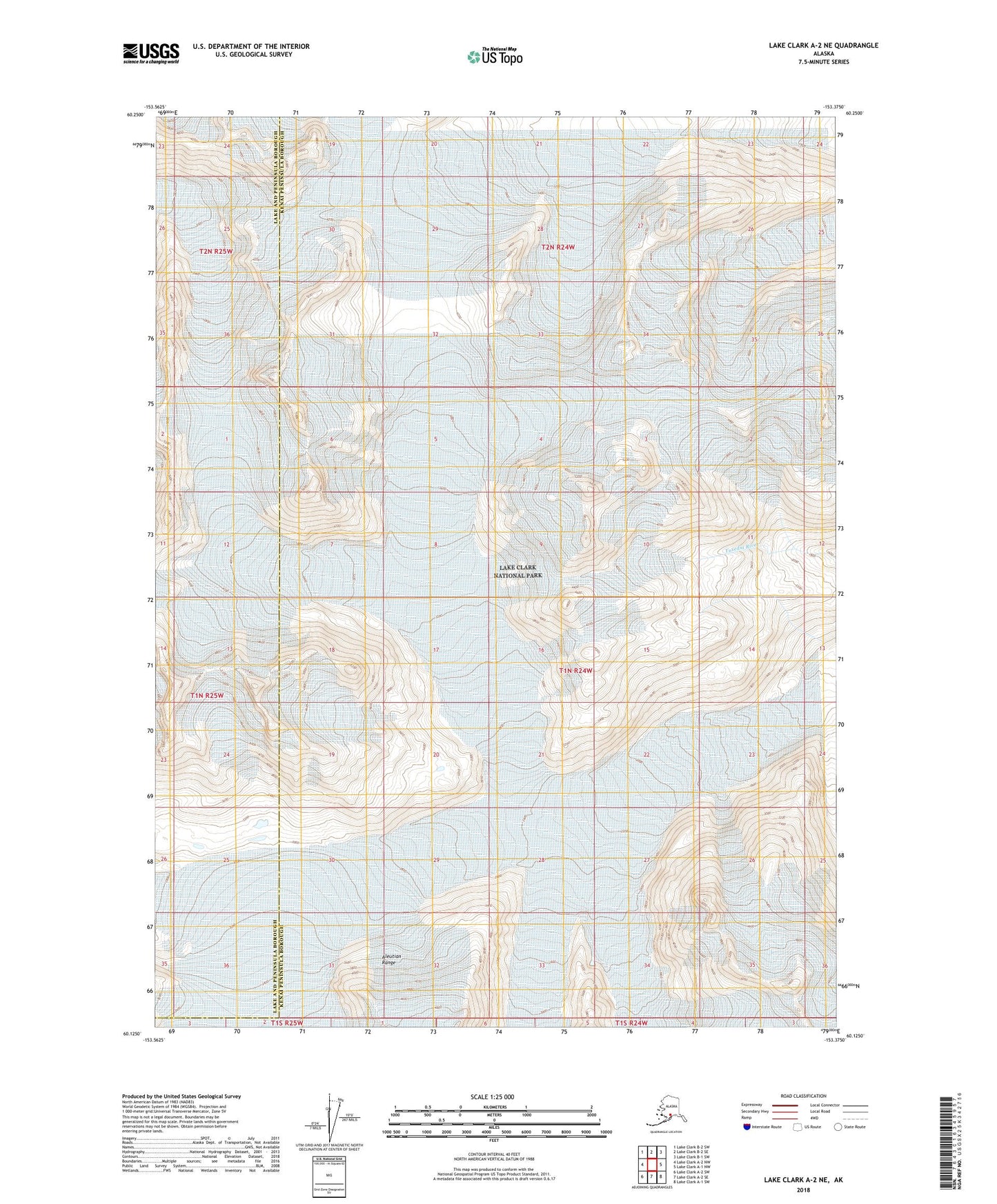 Lake Clark A-2 NE Alaska US Topo Map Image